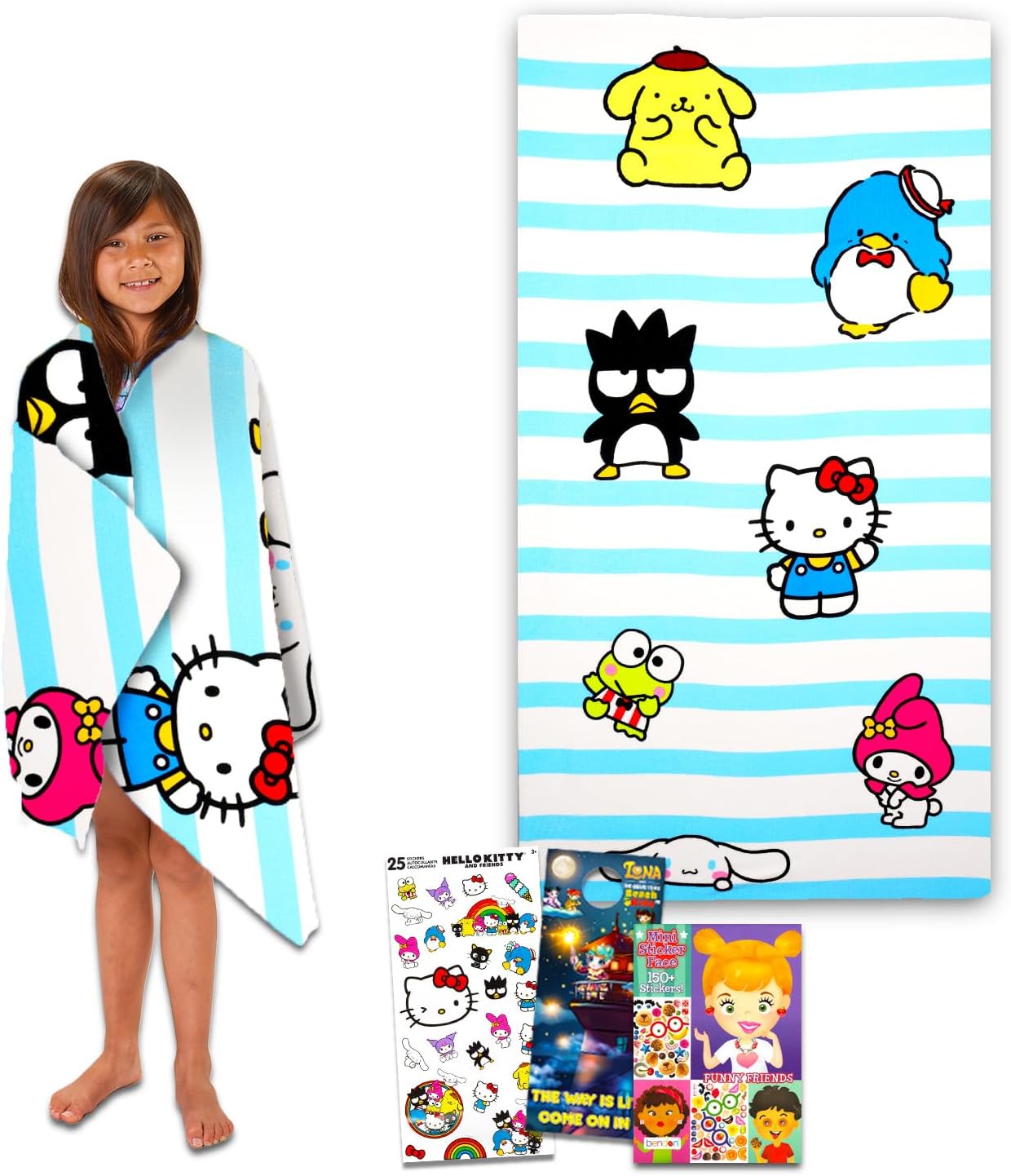Kuromi Beach Towel and Tote Bag Set - Soft Microfiber Reusable