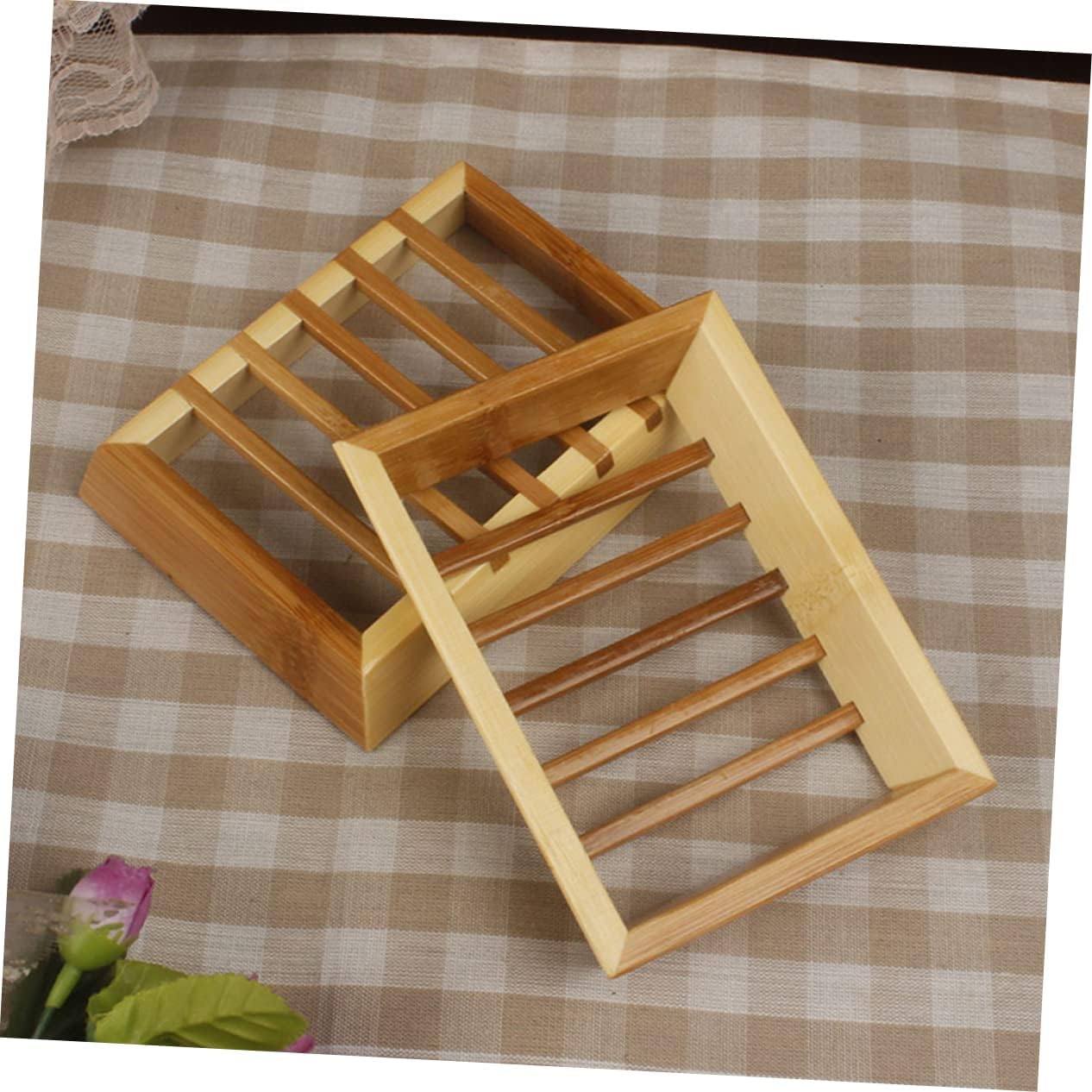 SHOWERORO Wooden Soap Box Organizer with Drainage Tray