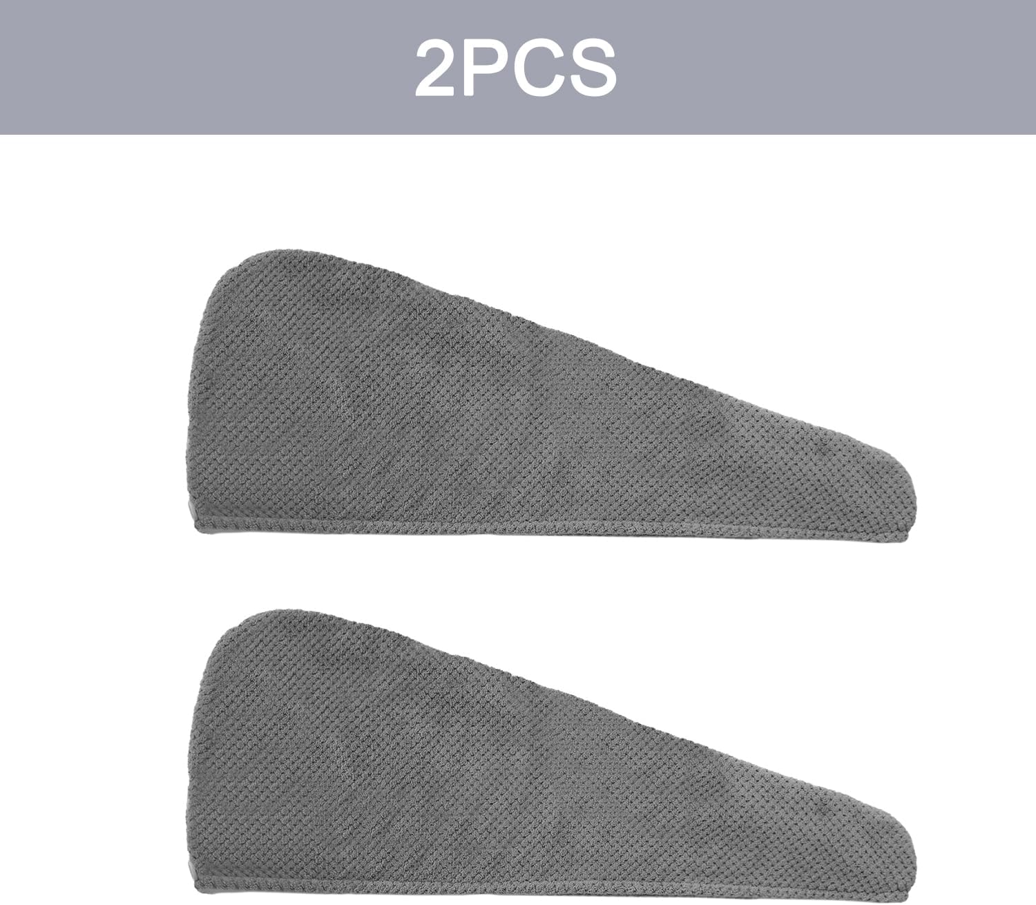 MaopaoBeauty 2 Pack Hair Drying Towels with Button Design - Grey