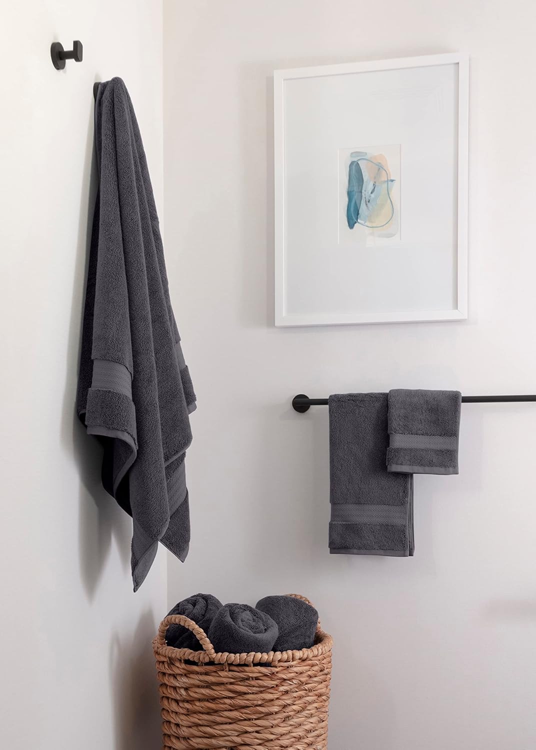 100 Organic Cotton Towel Set of 6 Charcoal Black