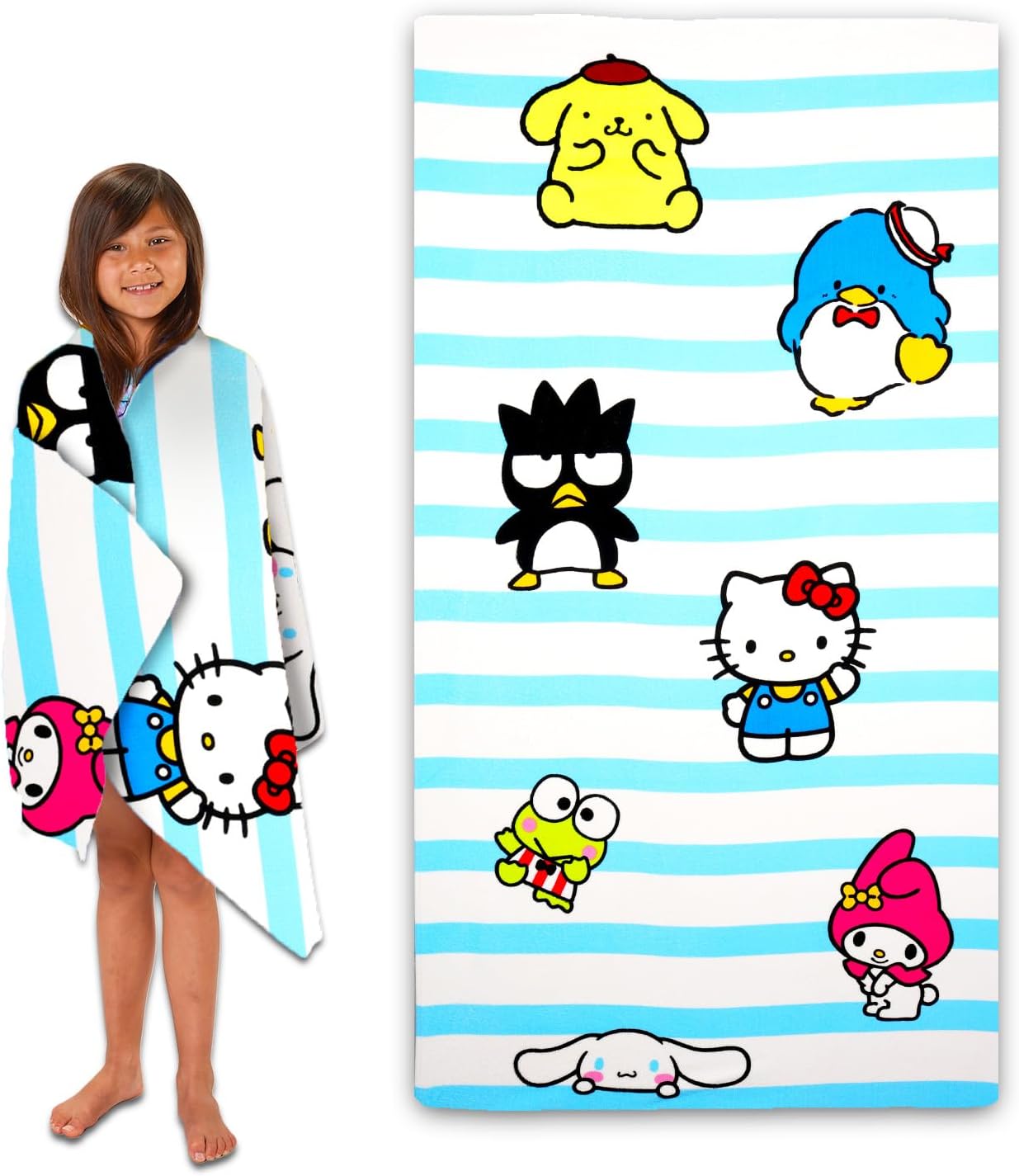Kuromi Beach Towel and Tote Bag Set - Soft Microfiber Reusable