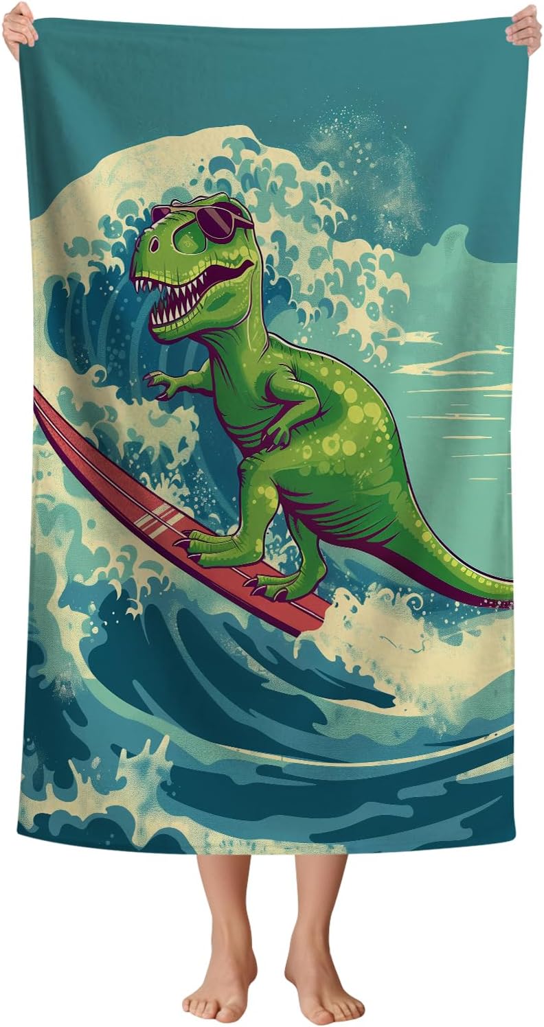 WZOMT Kids Dinosaur Beach Towel 32x52 Inch Microfiber