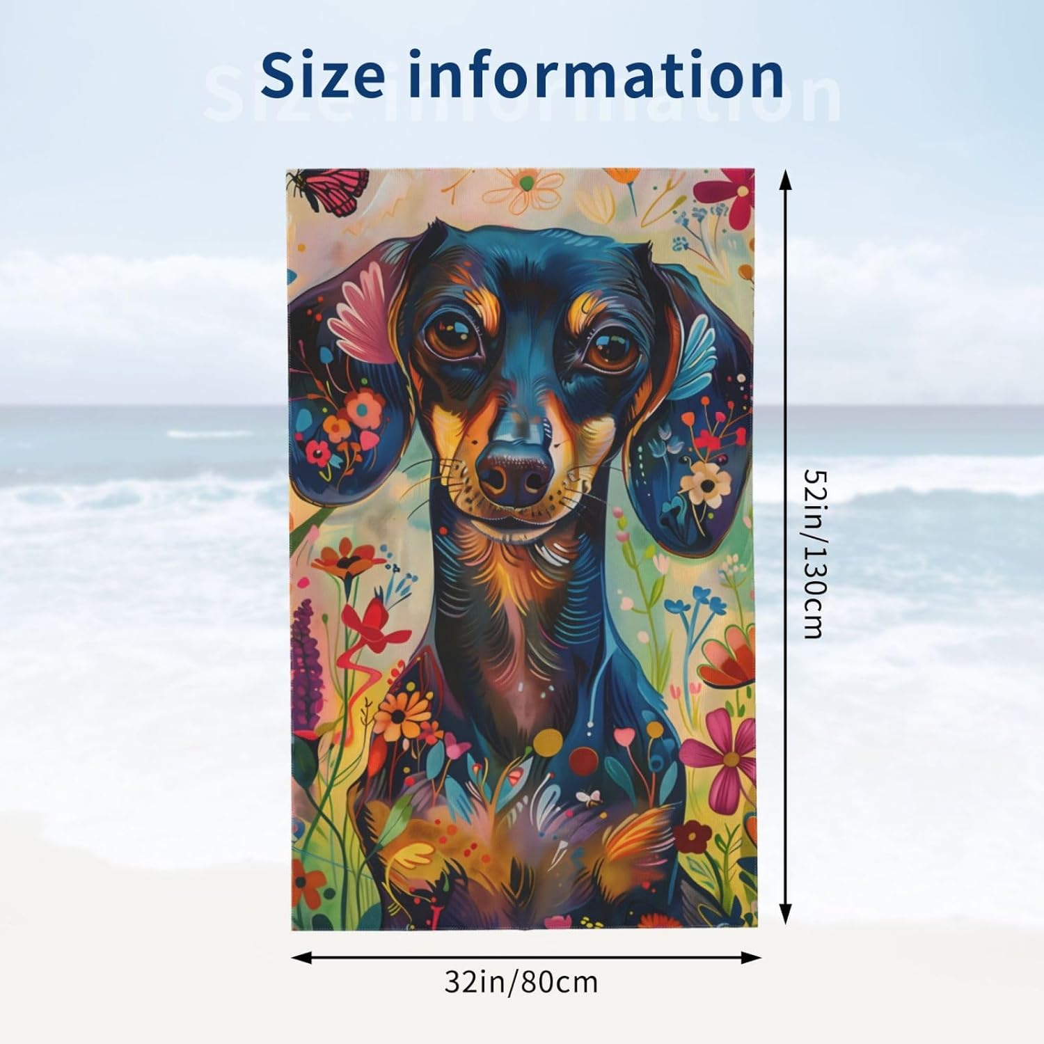Colorful Dachshund Beach Towel 31x51 Inches