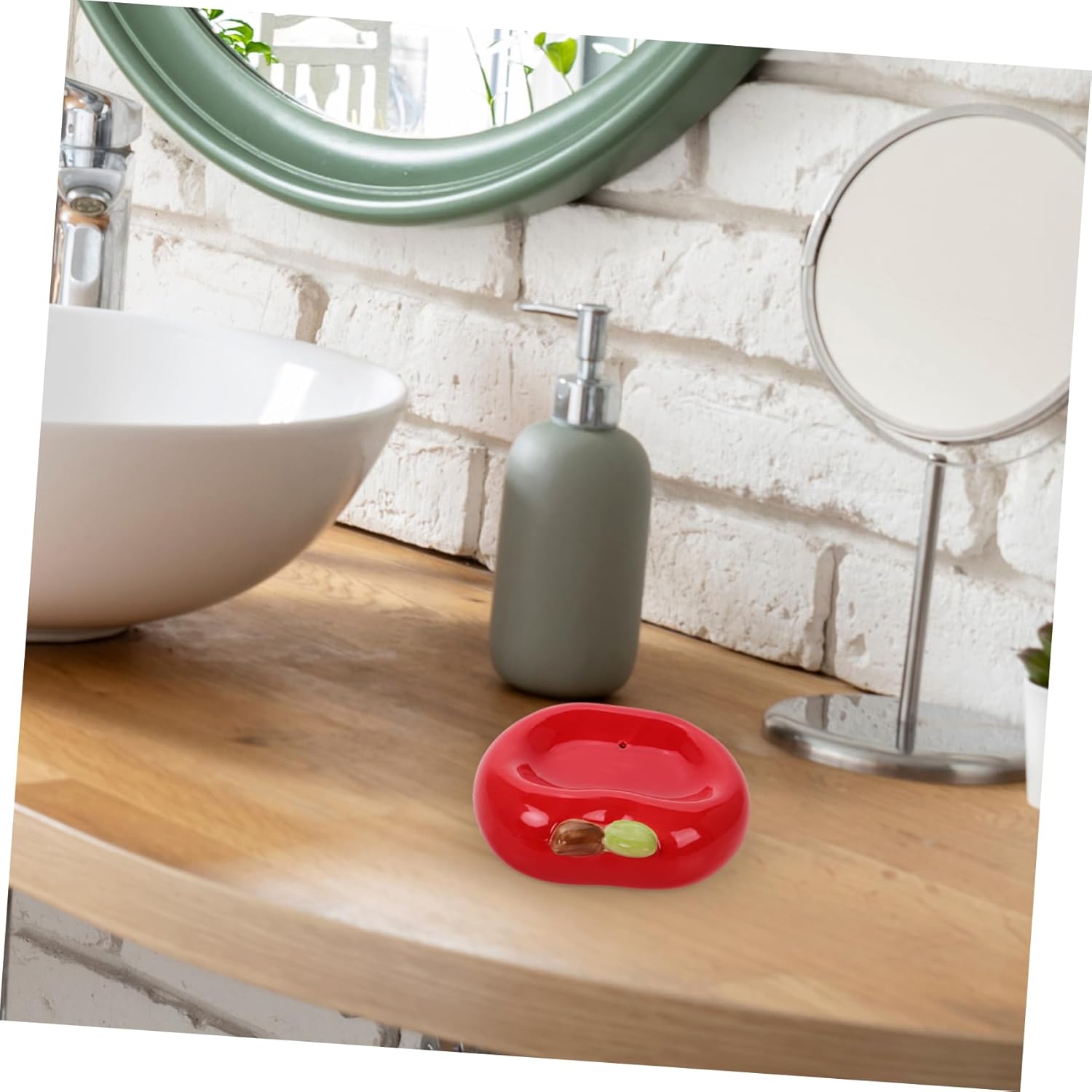 Unomor Ceramic Apple Soap Holder for Bathroom and Kitchen
