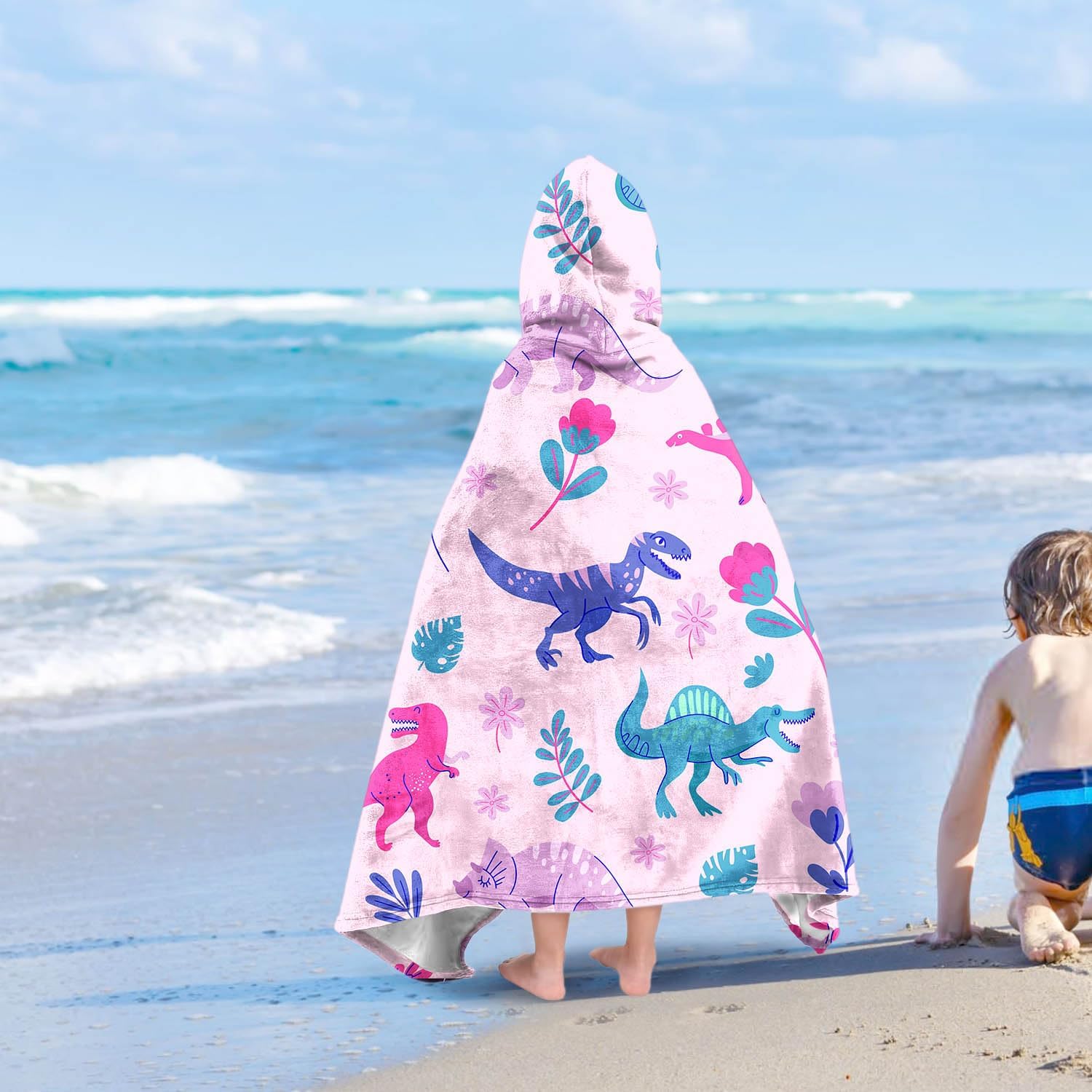 Ritiga Dinosaur Girls Beach Towel with Hoodie