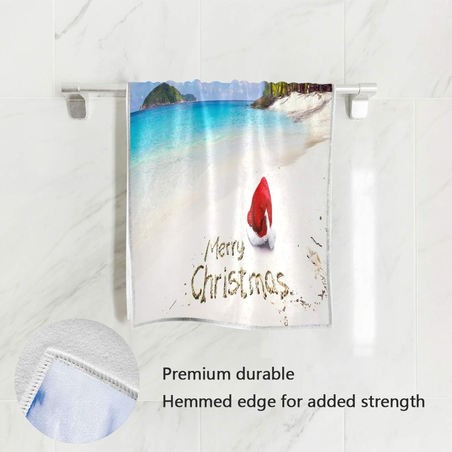 ALAZA Christmas Santa Hat Beach Towel 30x15 Inches 1