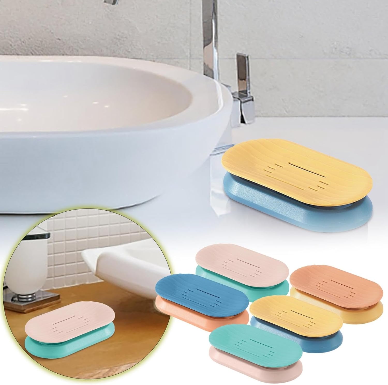 Self Draining Soap Dish with Waterfall Drain Red