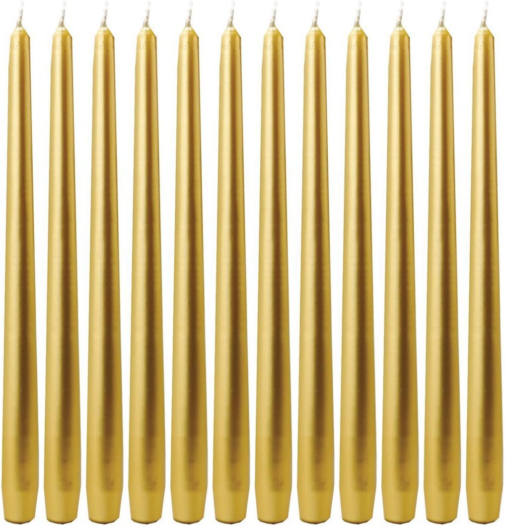 Biedermann Dinner Candles Gold 12-Inch Tapers Box of 12 1