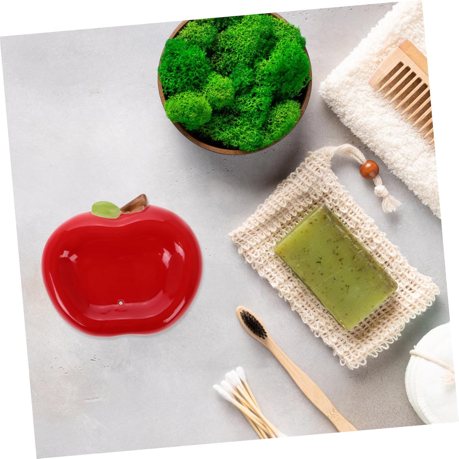 PRETYZOOM Apple Shaped Ceramic Soap Dish with Drainage Hole