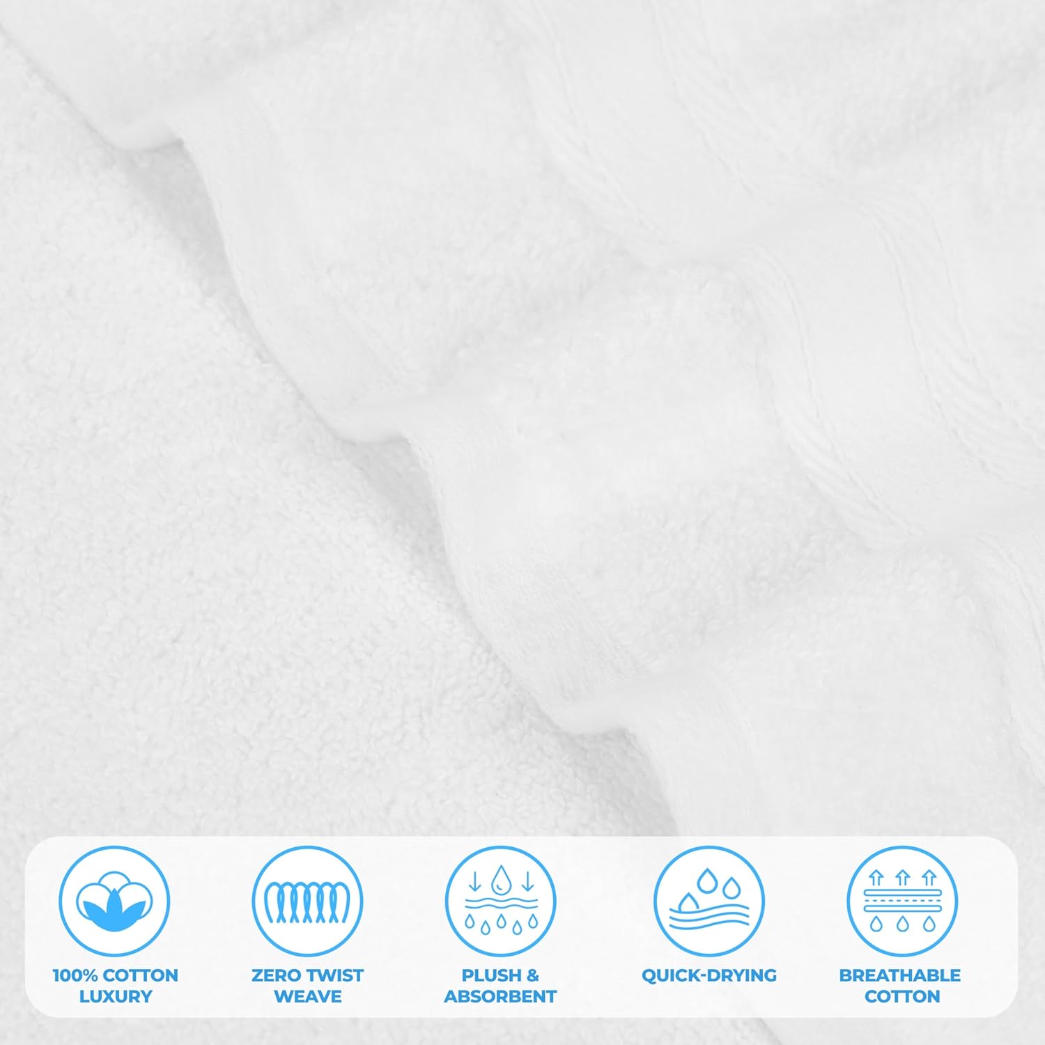 Superior Belmont Zero Twist Cotton Towel Set of 12 White