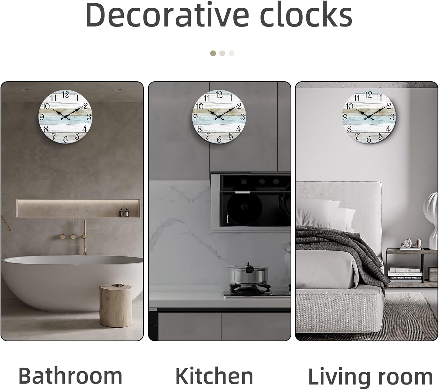 CHYLIN Silent Wall Clock 8 Rustic Decorative