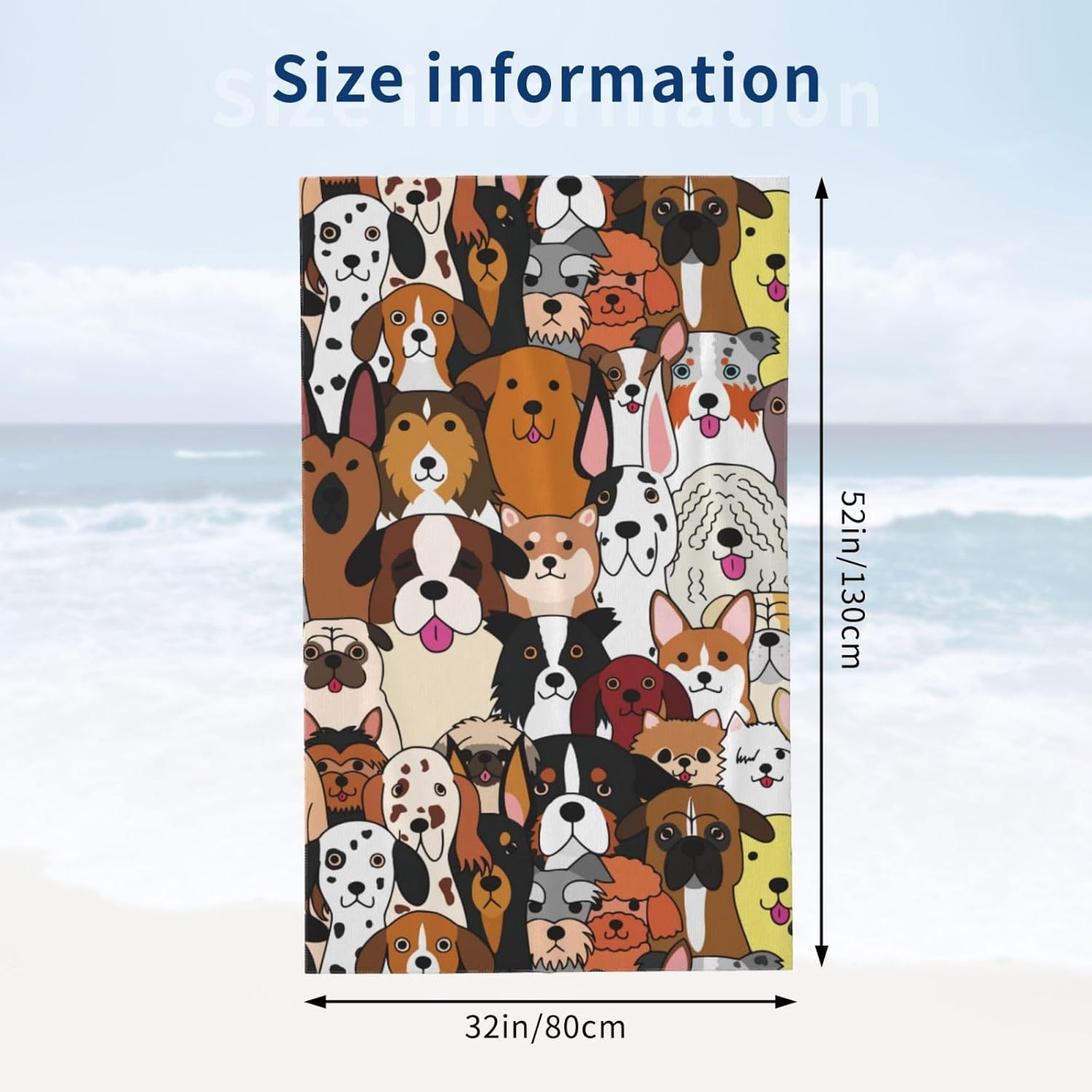 VOOHDDY Microfiber Beach Towel for Dogs and Kids