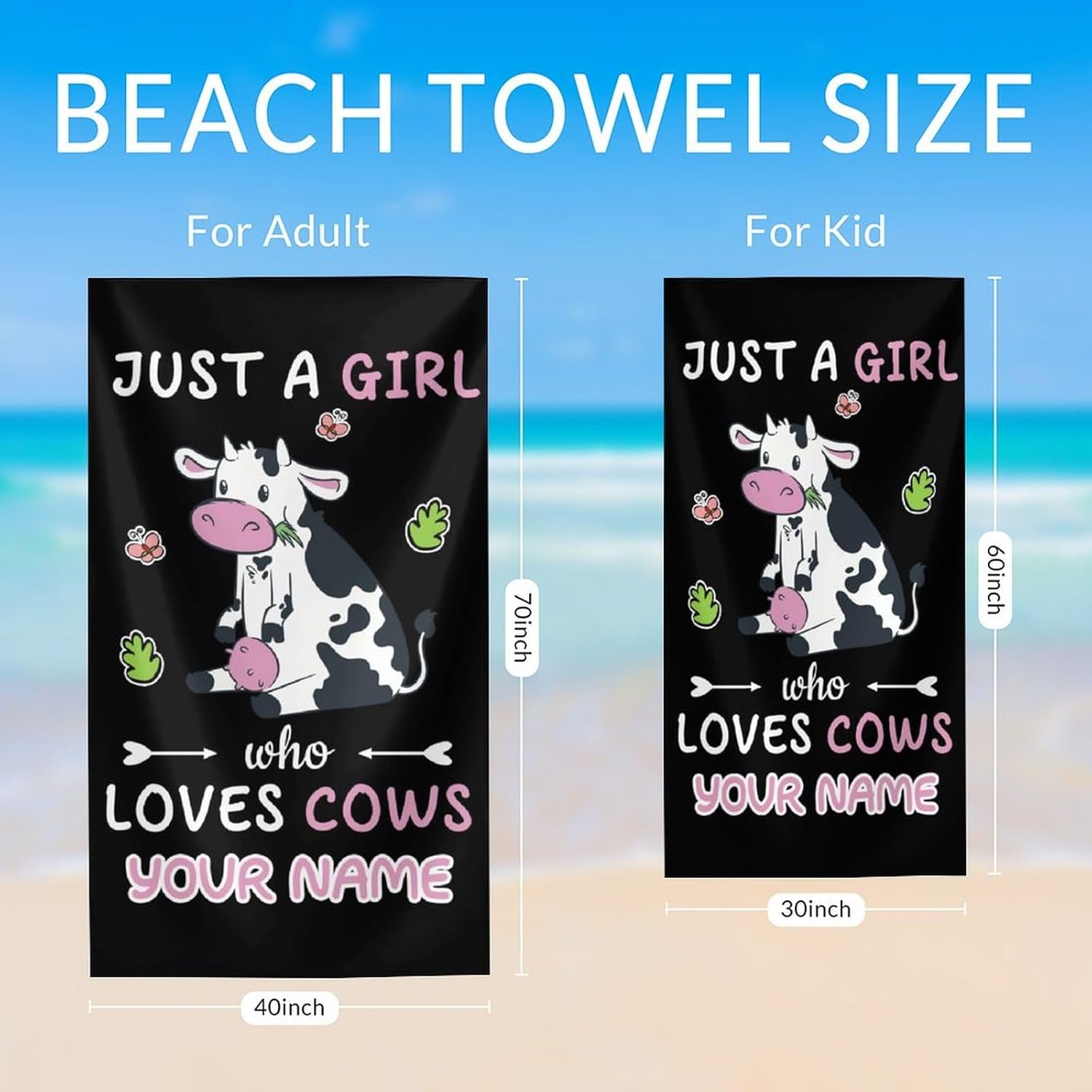 Custom Beach Towel for Kids - 30 x 60 Inches
