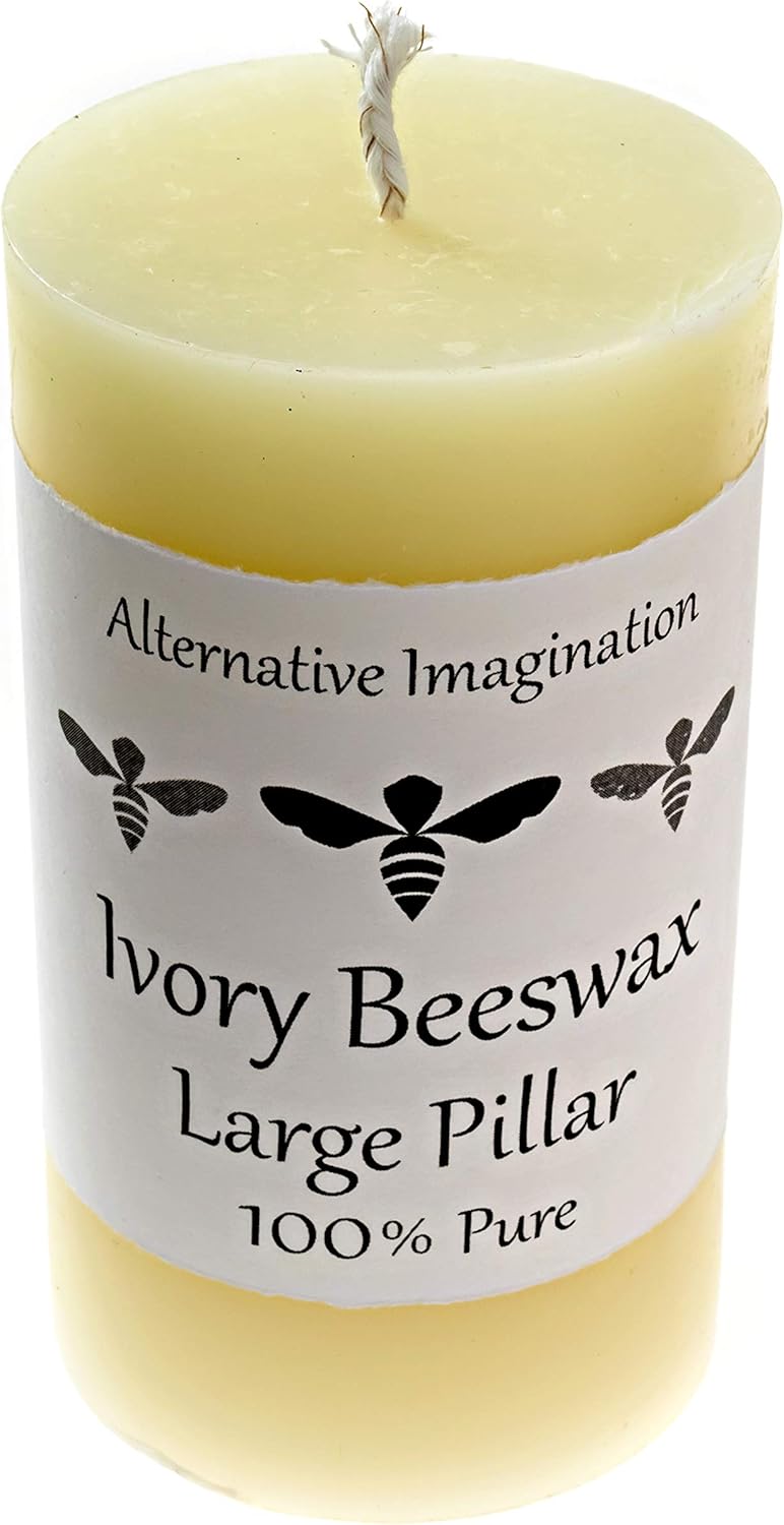 Alternative Imagination Large Beeswax Candles 80 Hour Ivory Pillar 1 Pack