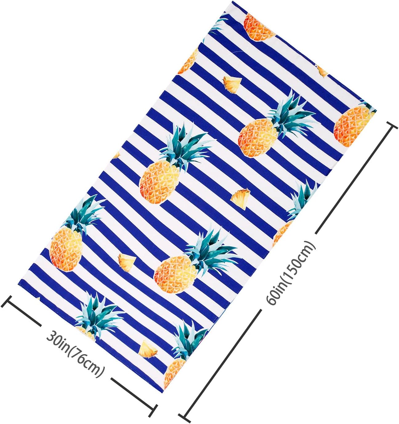 LIVILAN Oversized Striped Pineapple Beach Towel for Women and Girls