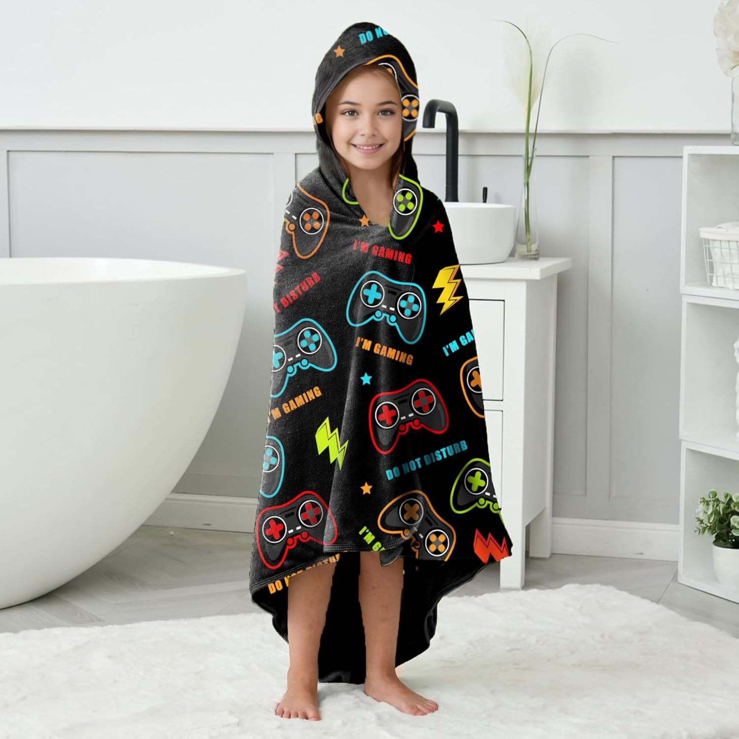 Subvise Video Game Hooded Towel - 35x60 Inch Soft Cotton Wrap Blanket