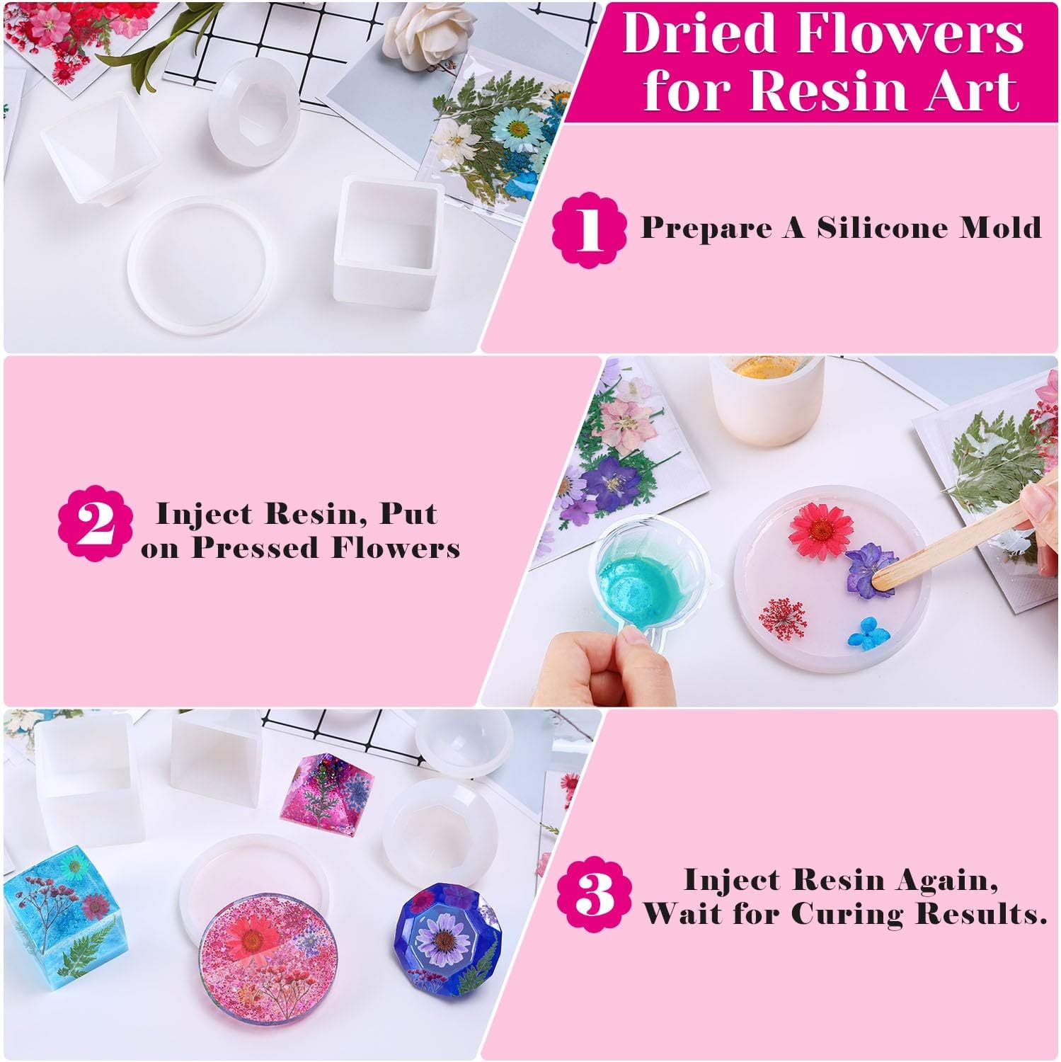 Thrilez 100Pcs Dried Flowers for Resin Crafts and DIY