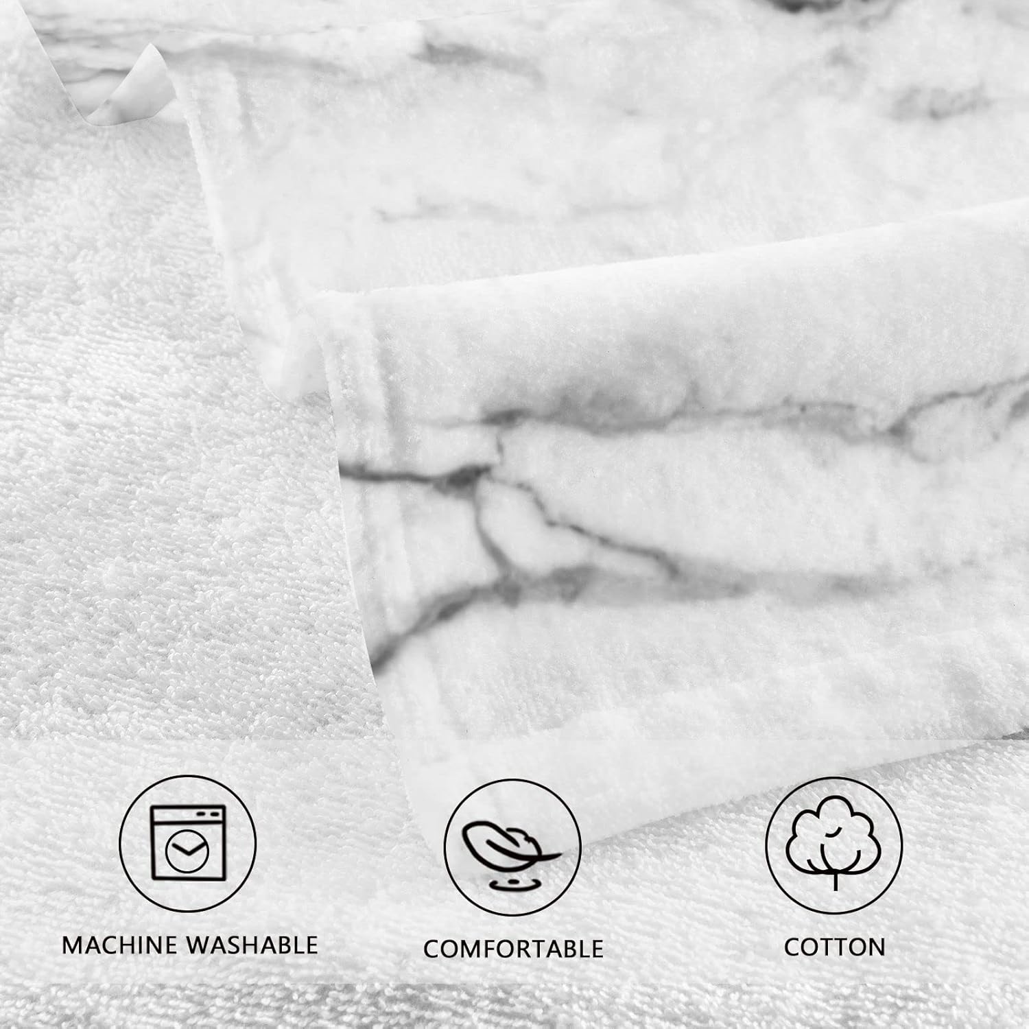 ALAZA White Marble Texture Bath Towel Set of 2