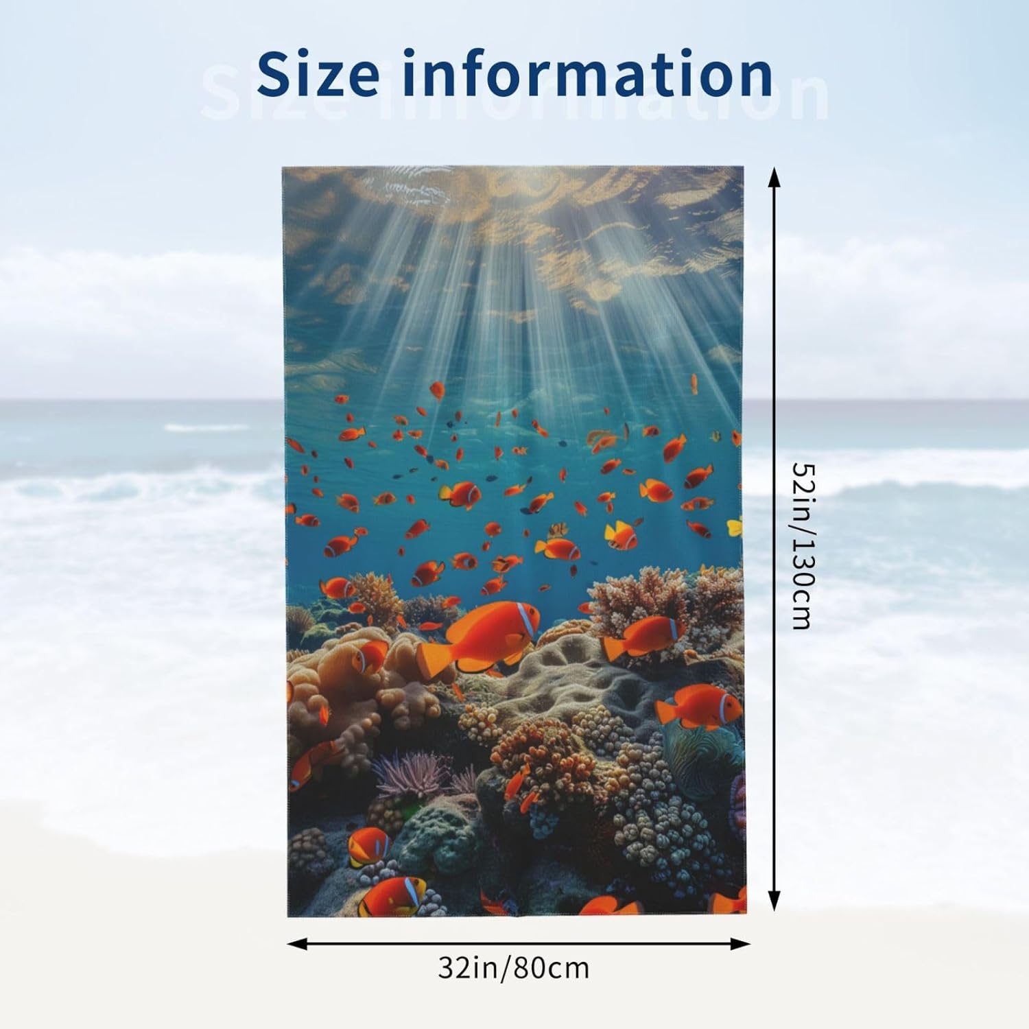 VANZEV Ocean Fish Beach Towel - 52x32 Microfiber Quick Dry