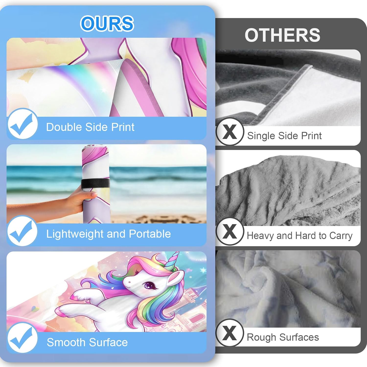 NIBESSER 2 Pack Kids Beach Towels Mermaid Unicorn 1