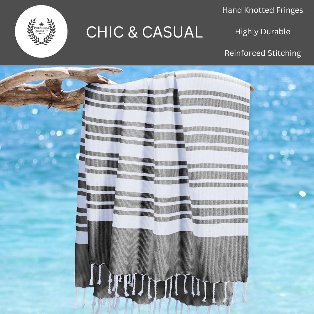 Set of 2 Turkish Peshtemal Towels - 40x70 Inch Grey