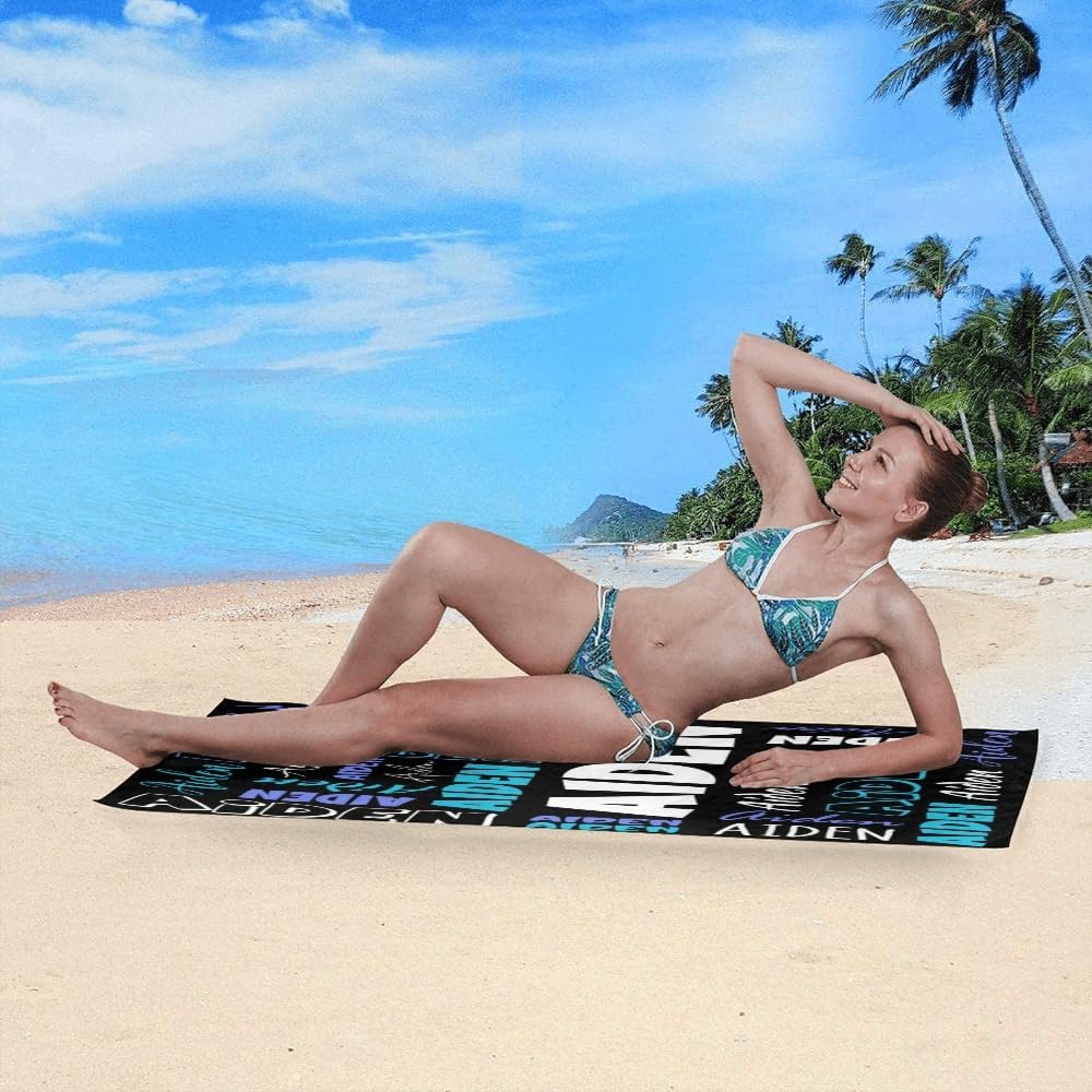 DrTOUGH Personalized Beach Towels with Names for Adults Kids