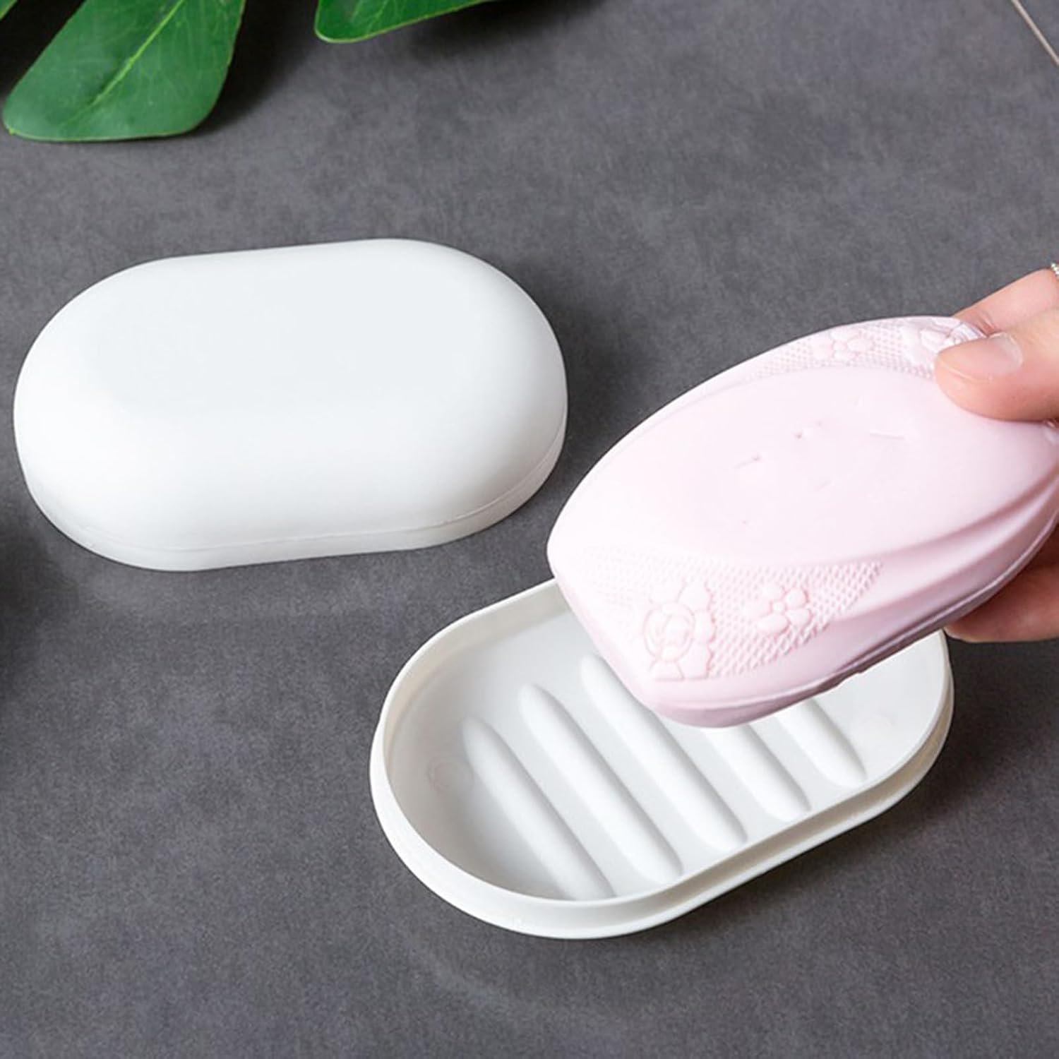 Portable Leakproof Soap Holder with Lid - Travel Soap Container White