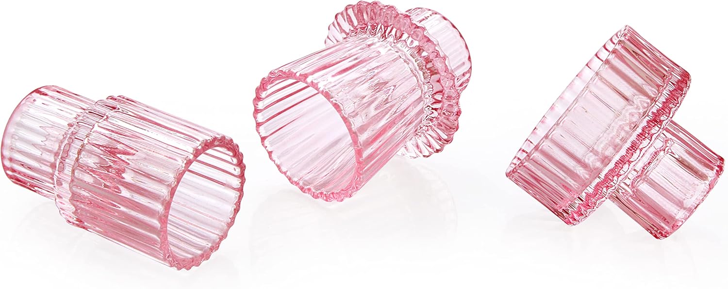 Vixdonos Pink Candlestick Holders Set of 3