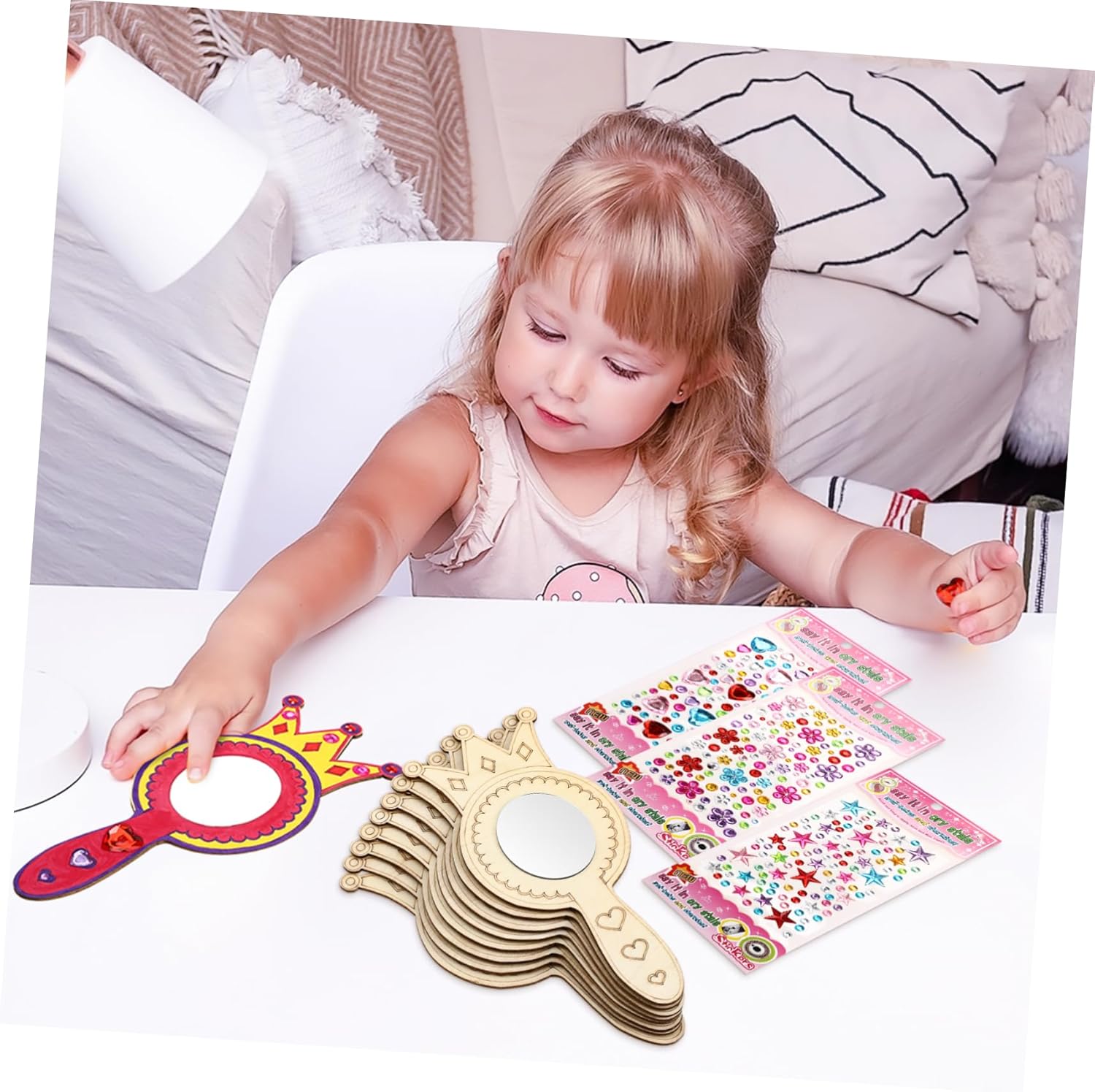 BESPORTBLE Wooden Handmade Mirrors for Boys Girls DIY Craft Set