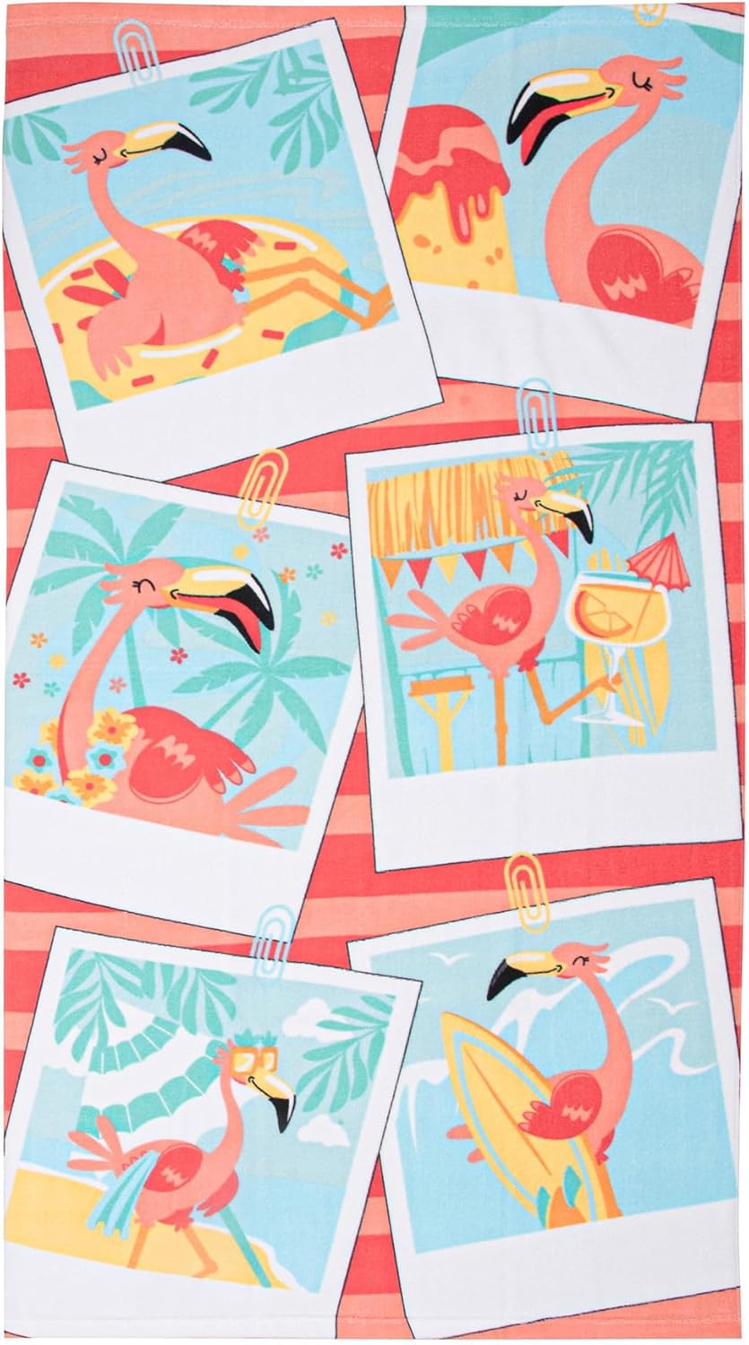 Safdie Oversized Beach Towel with Flamingo Design