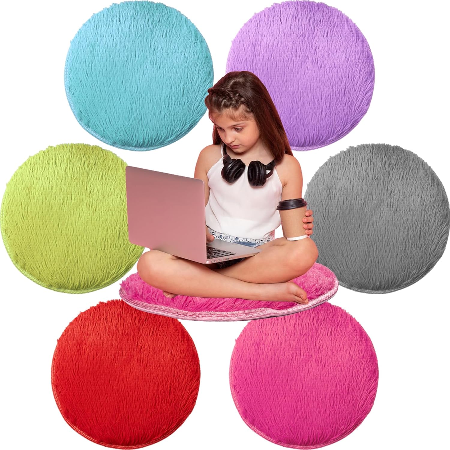 6 Pcs Kids Carpet Circle Seats Round Floor Cushions