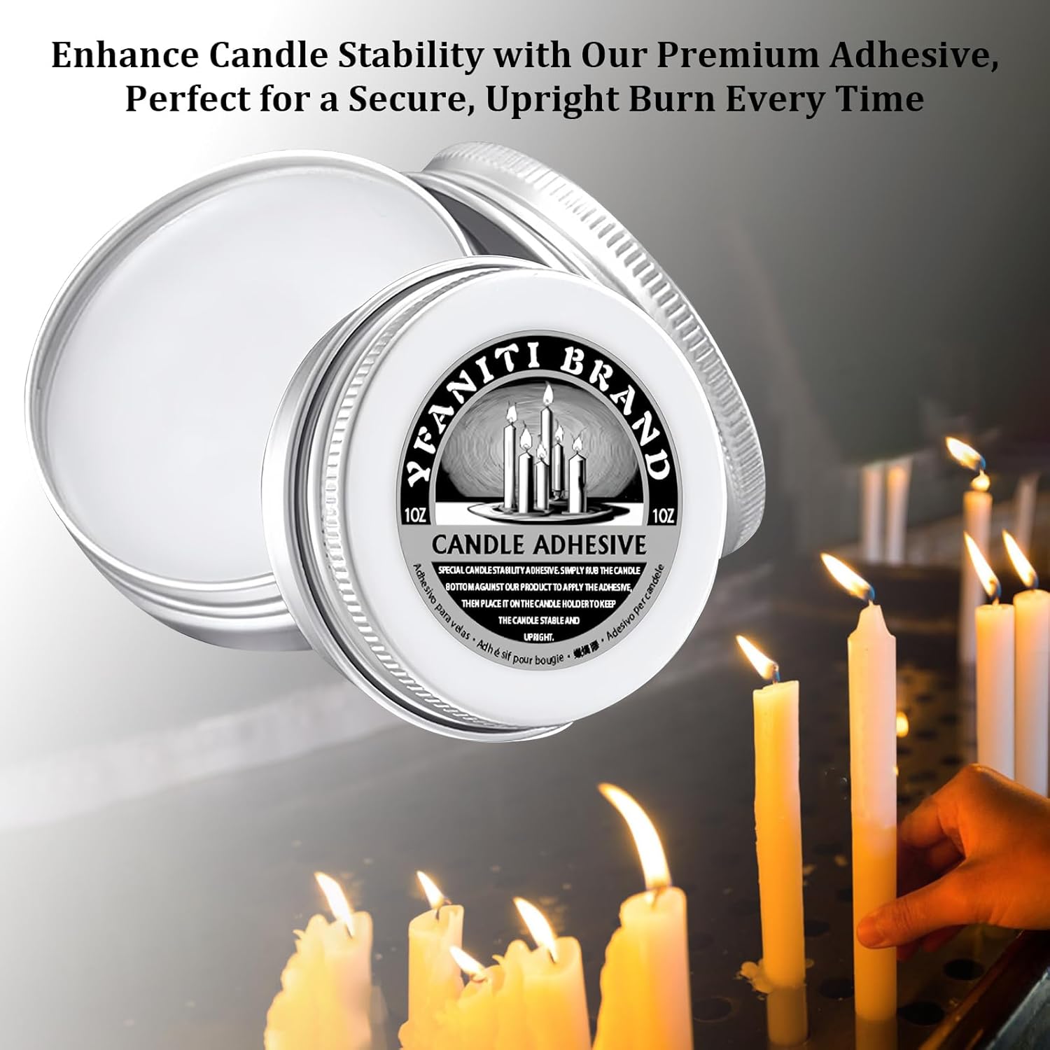 YFANITI Taper Candle Adhesive 1oz for Secure Hold