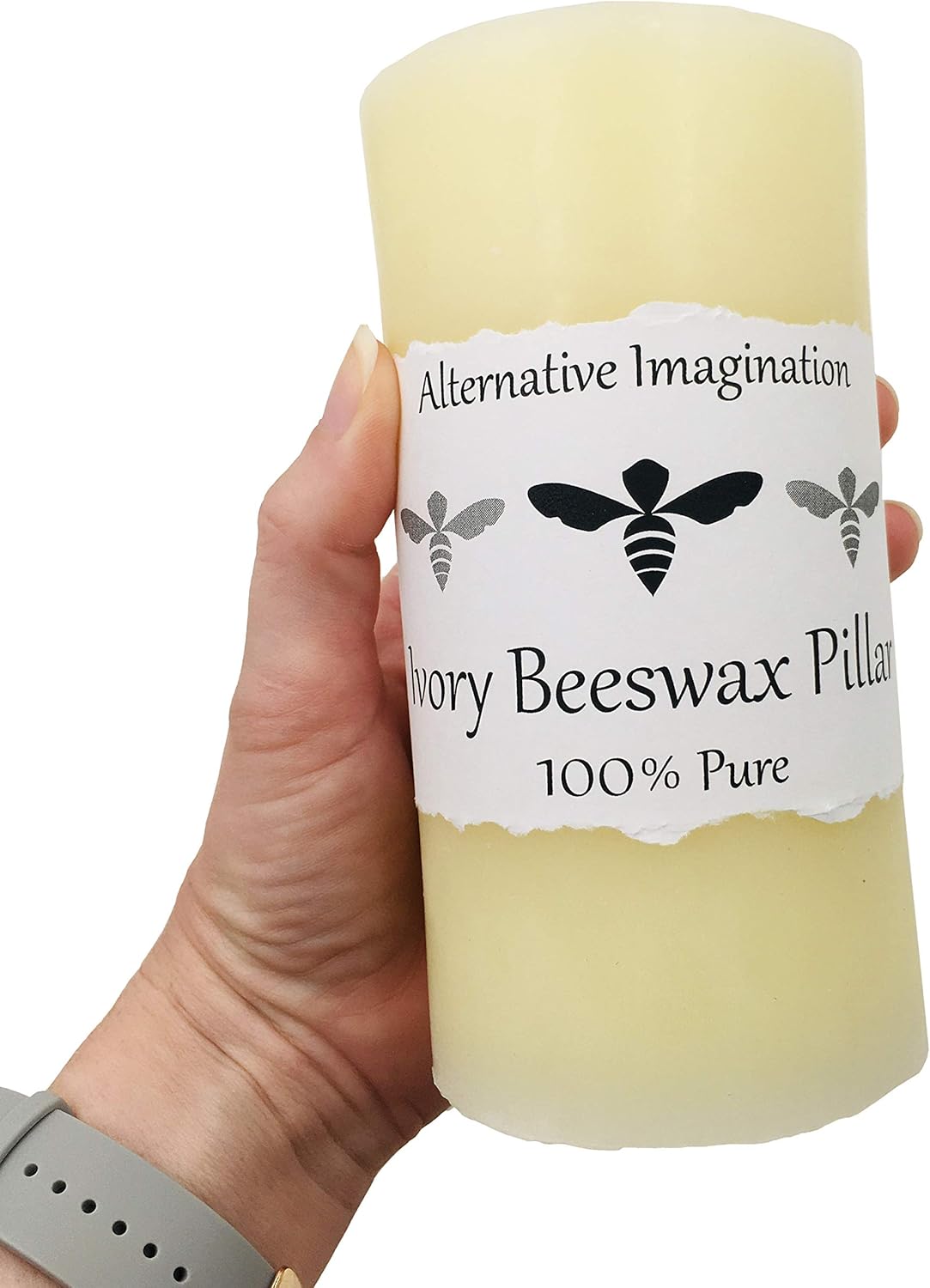Alternative Imagination Large Beeswax Candles 80 Hour Ivory Pillar 1 Pack