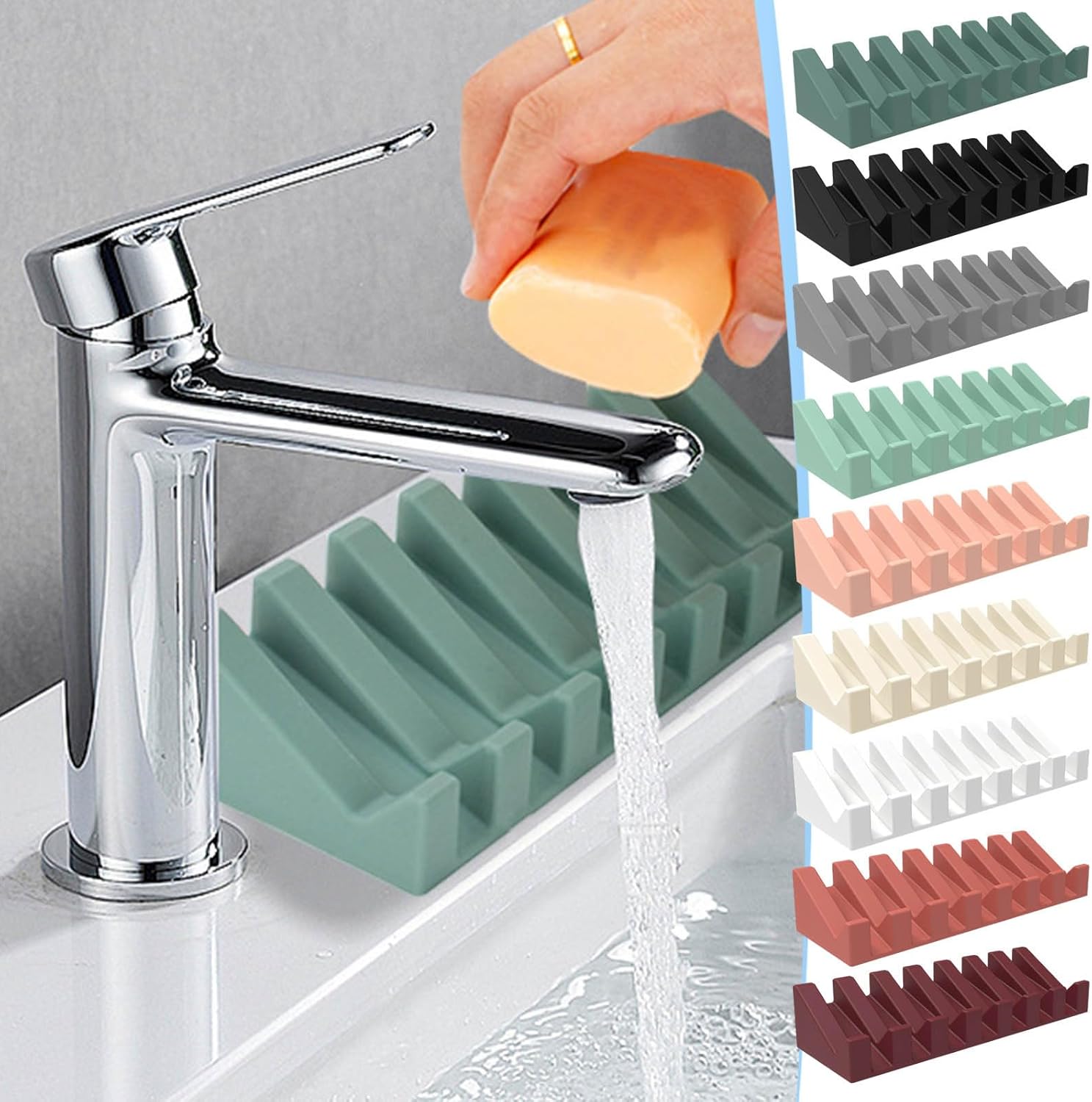 Silicone Soap Dish with Waterfall Drain Hot Pink