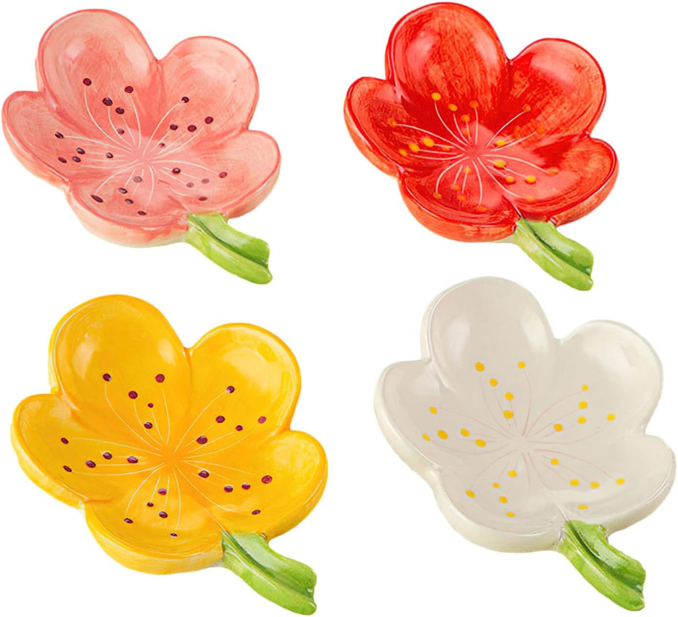 Self-Draining Ceramic Soap Dish with Peach Blossom Design