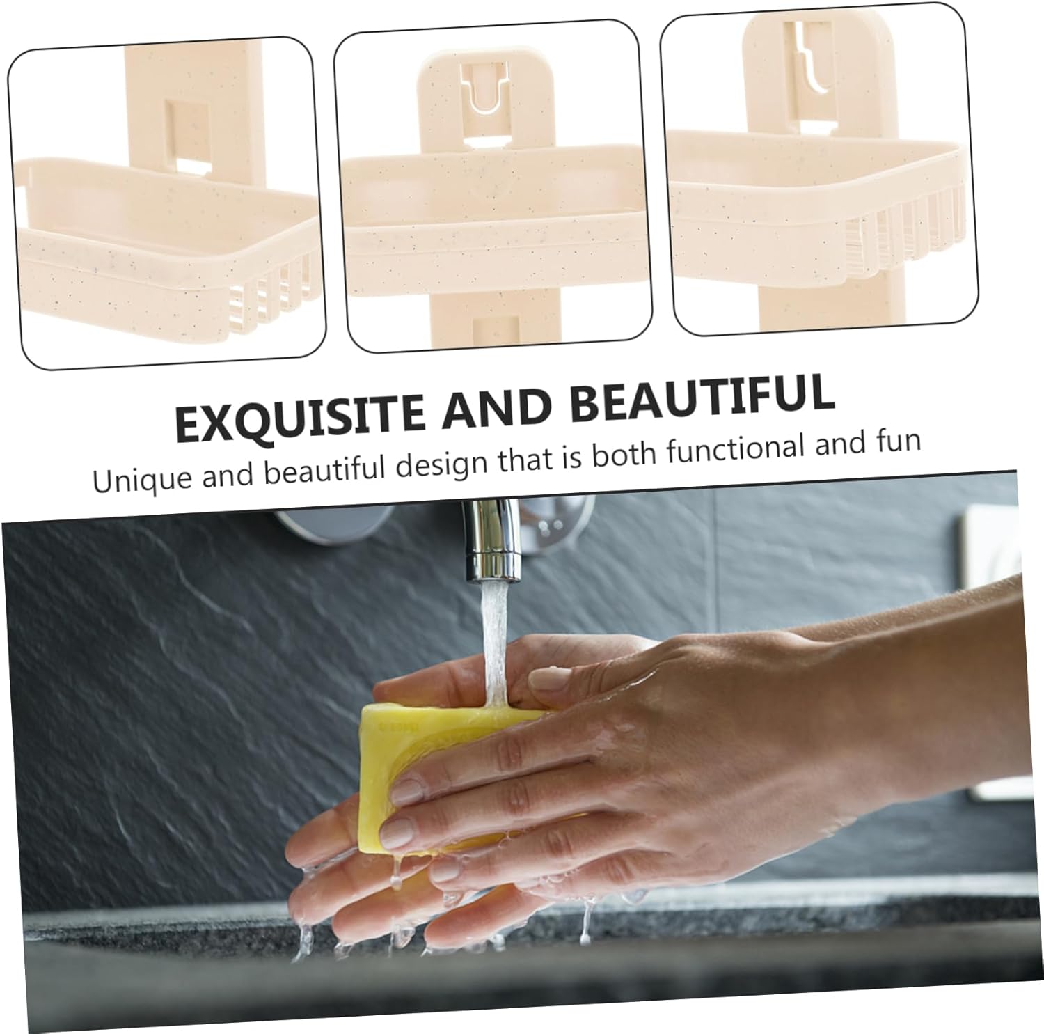 COOLHIYA 2-Tier Adhesive Wall-Mounted Soap Holder
