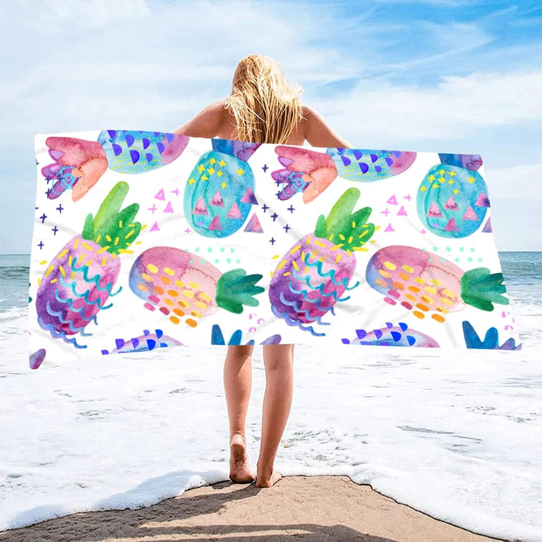Pineapple Print Beach Towel Quick Dry Sand Free for Women