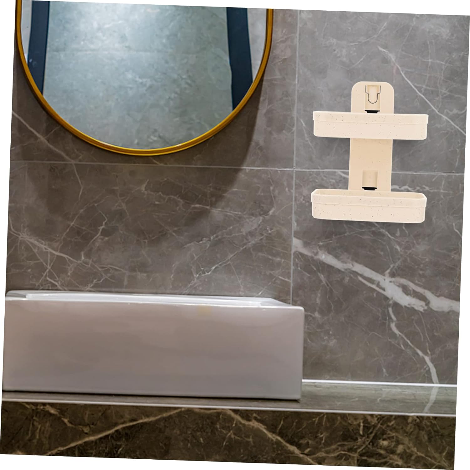 WOONEKY Wall Adhesive Double Layer Soap Holder