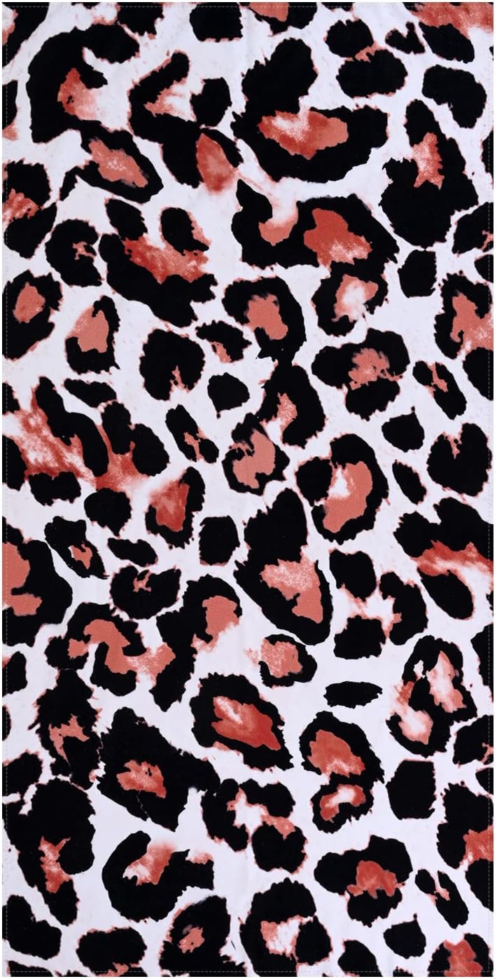 LIVILAN Leopard Print Beach Towel 24x48 Microfiber Lightweight Quick Dry Sand Proof