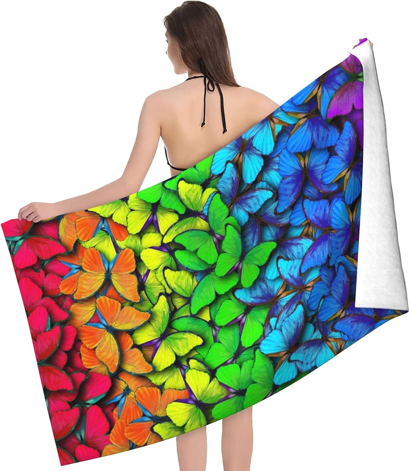 Rainbow Butterflies Microfiber Beach Towel