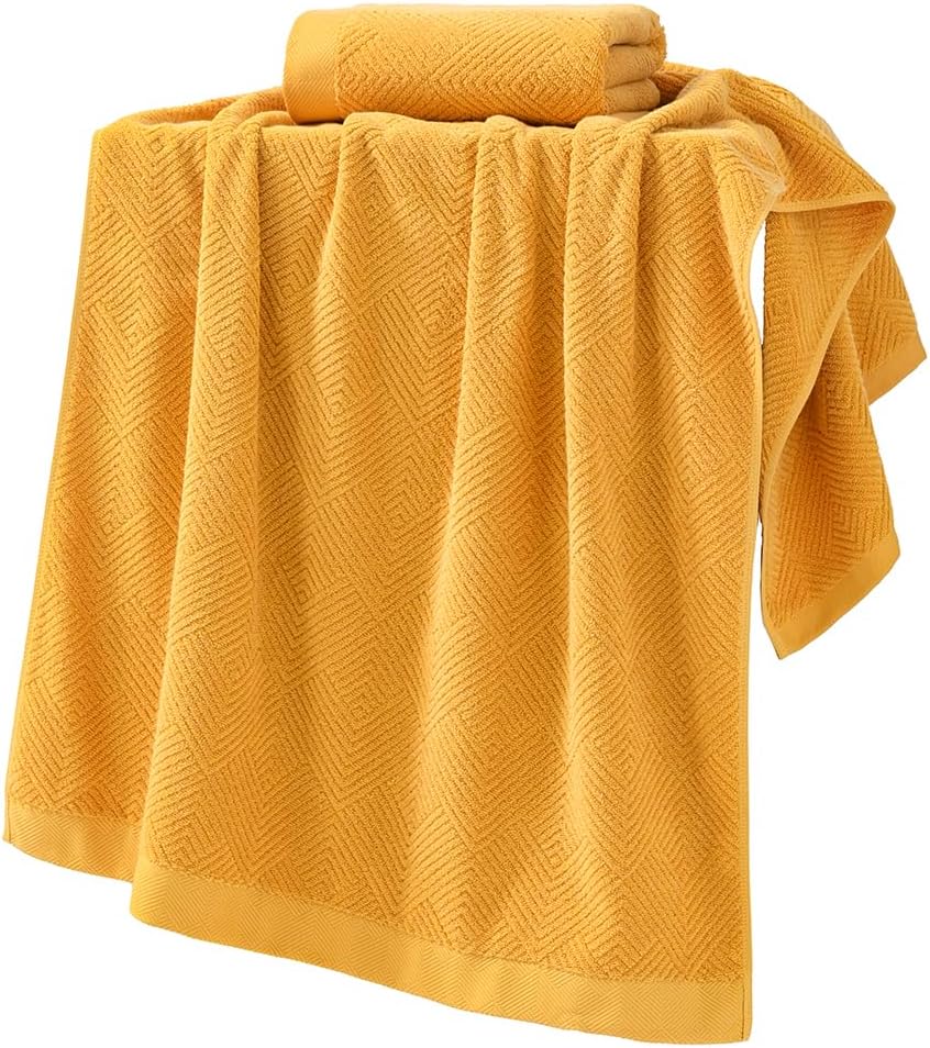 Sense Gnosis Yellow Striped Bath Towels Set of 2