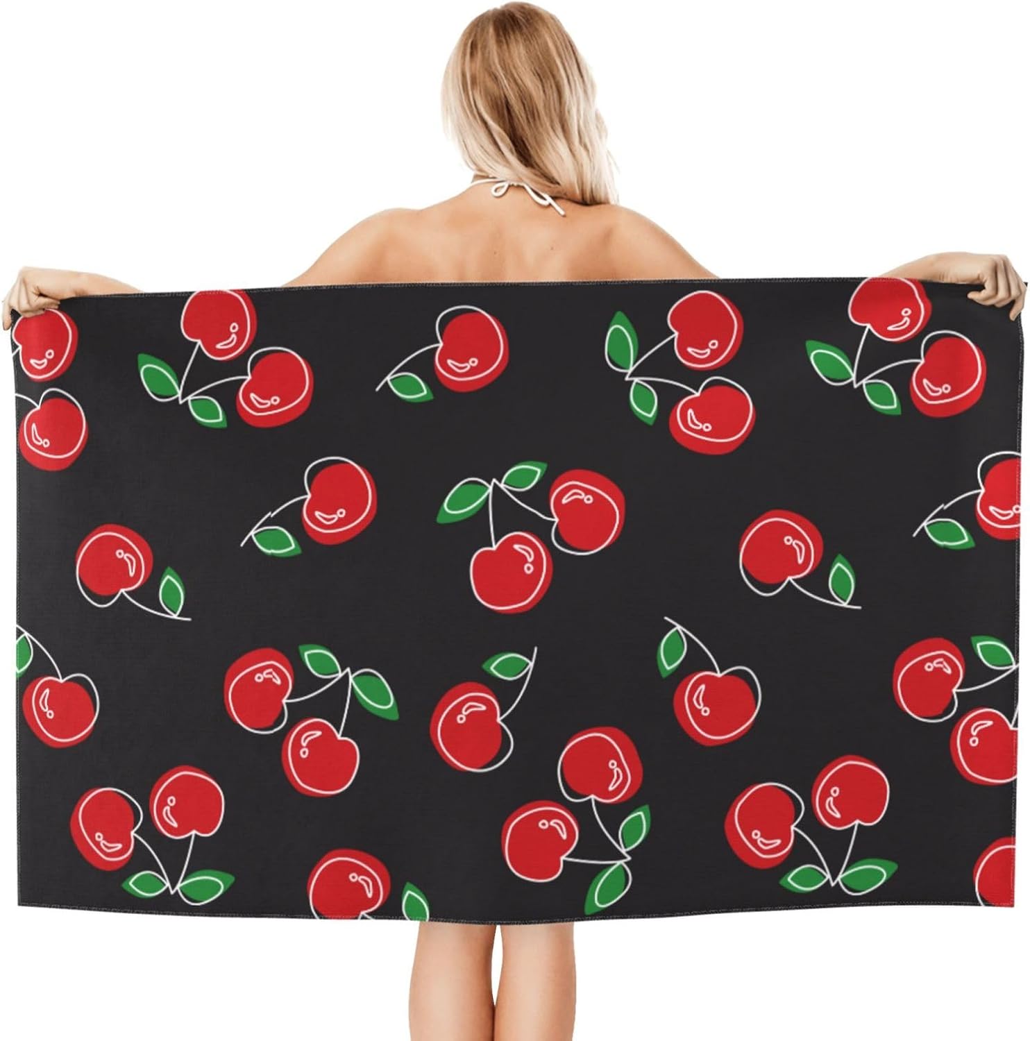 VOOHDDY Red Cherry Microfiber Beach Towel