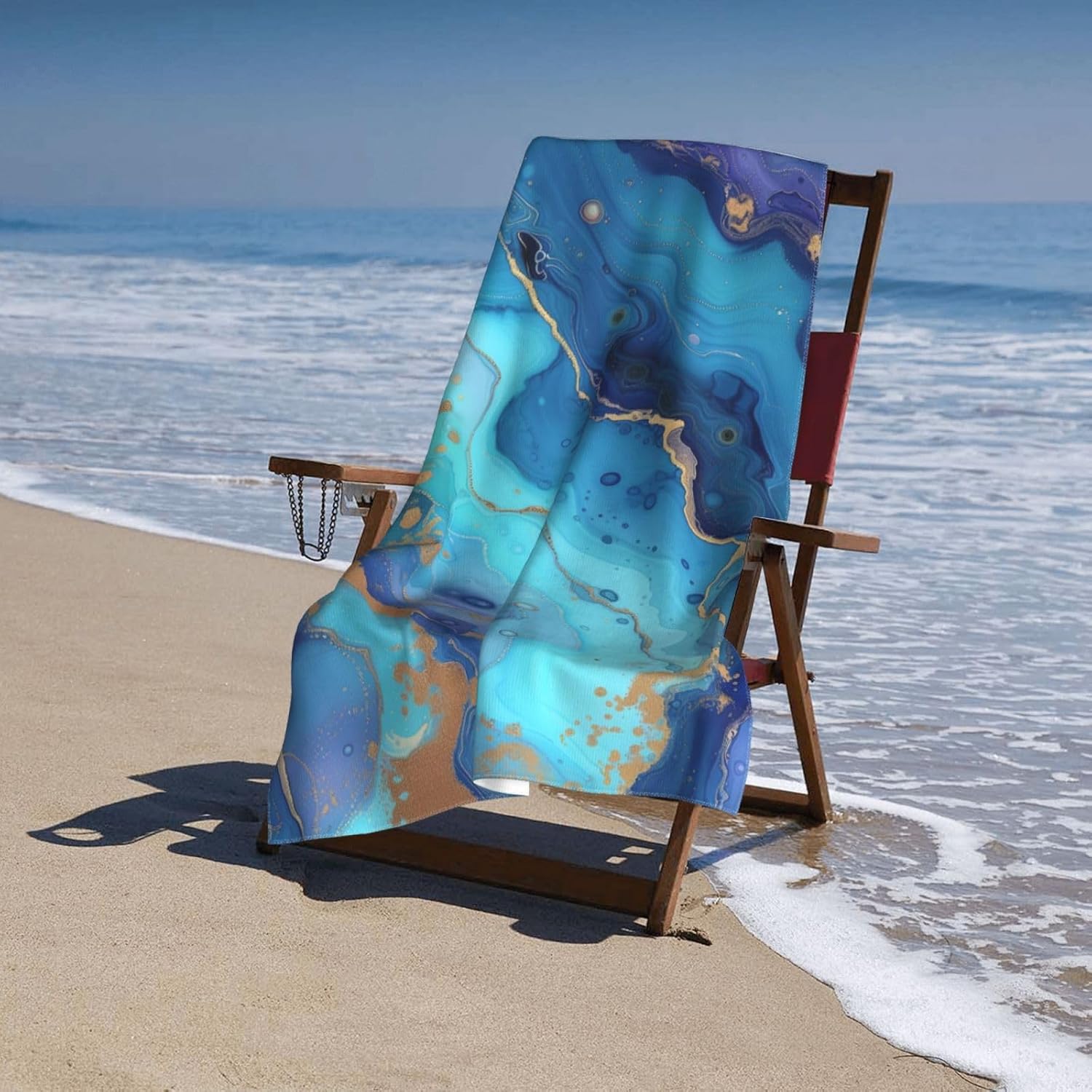 VANZEV Blue Marble Print Beach Towel 52x32