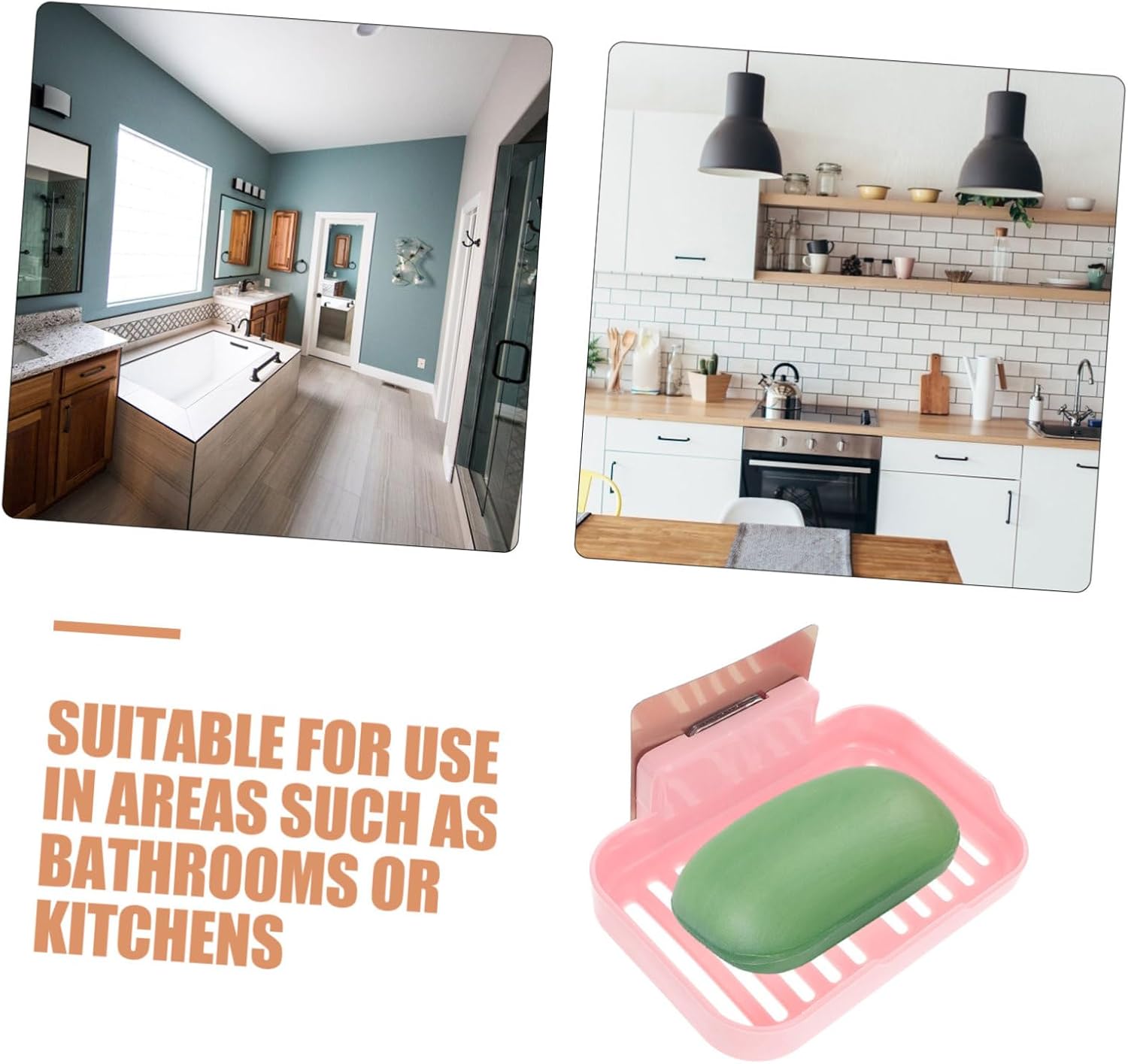 Ciieeo 2Pcs Wall-Mounted Soap Dish with Adhesive Modern Design