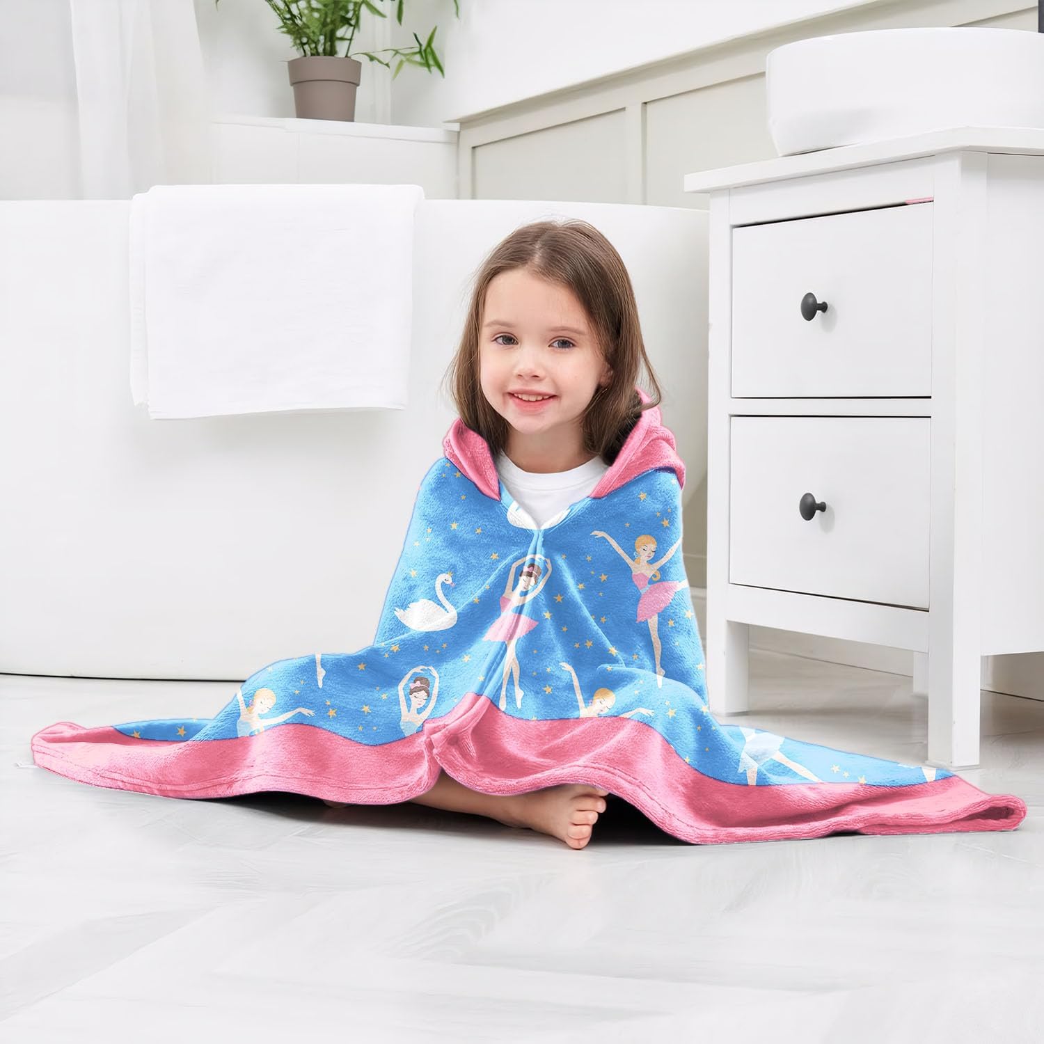 Ritiga Dance Girls Hooded Beach Towel for Kids 4-8
