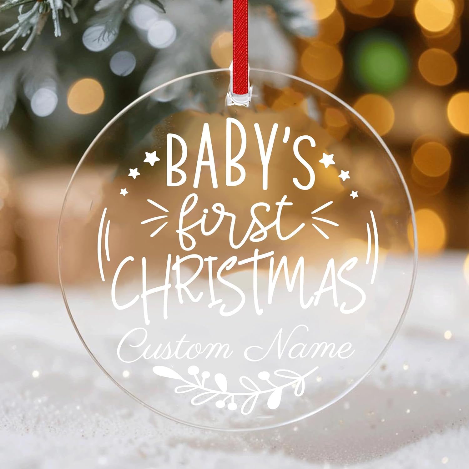 Personalized Babys First Christmas Acrylic Ornament for Boy or Girl