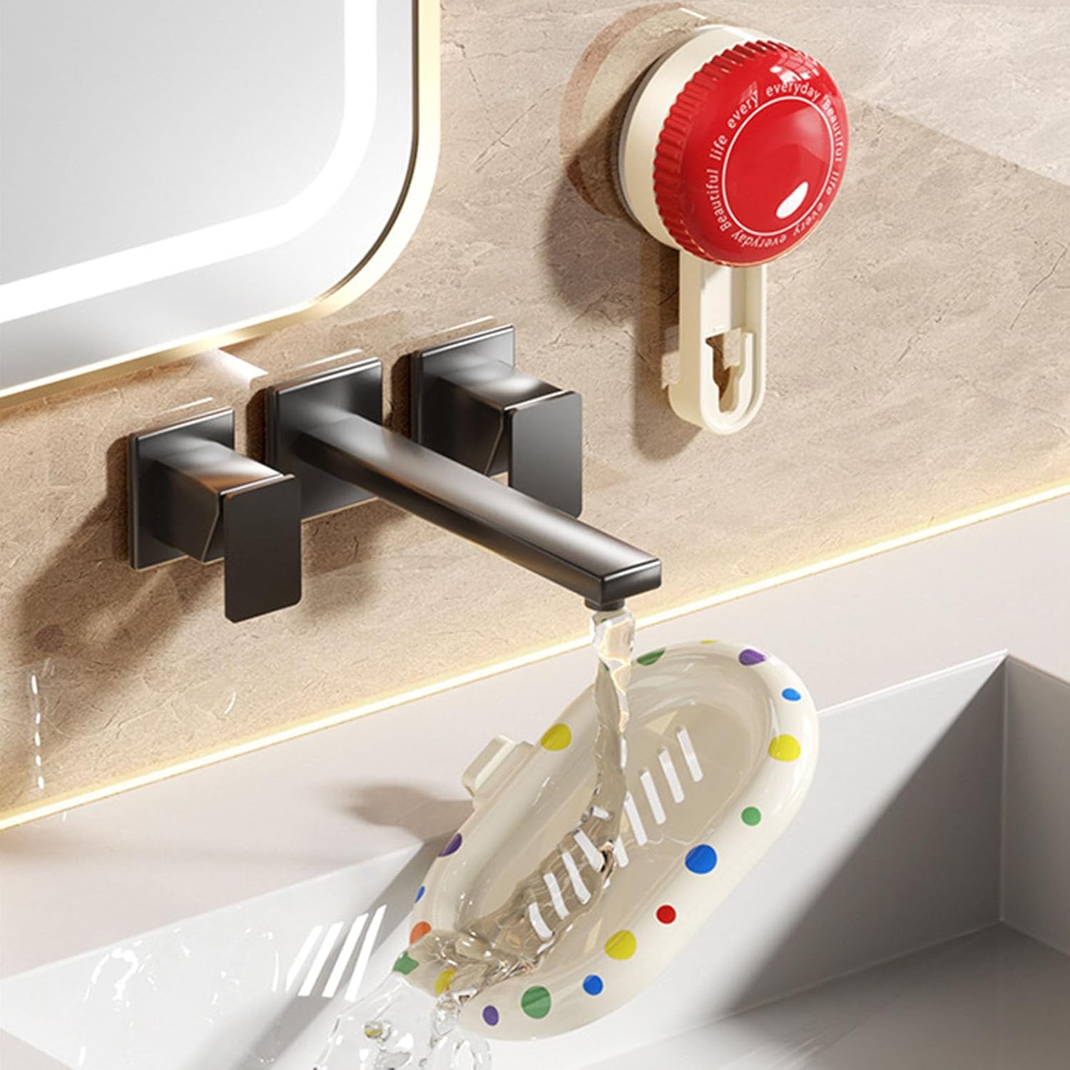 Suction Cup Soap Dish for Shower Red