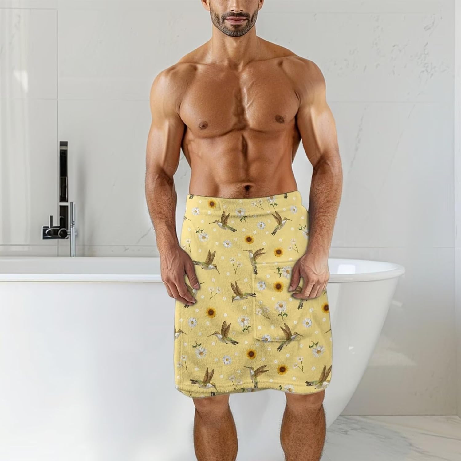 KUIFORTI Adjustable Hummingbird Towel Wrap for Men