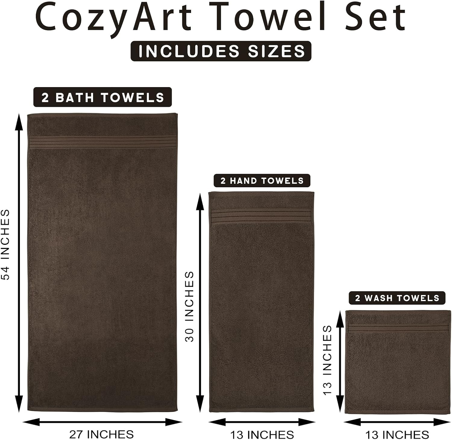 COZYART 650 GSM Cotton Towel Set of 6