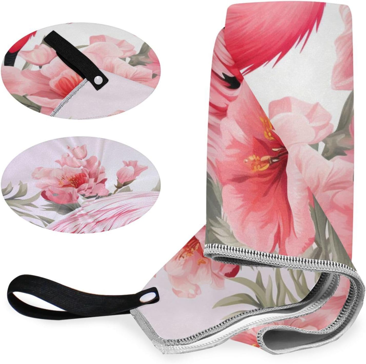 SUABO Pink Flamingo Bath Towel with Hanging Loops 1